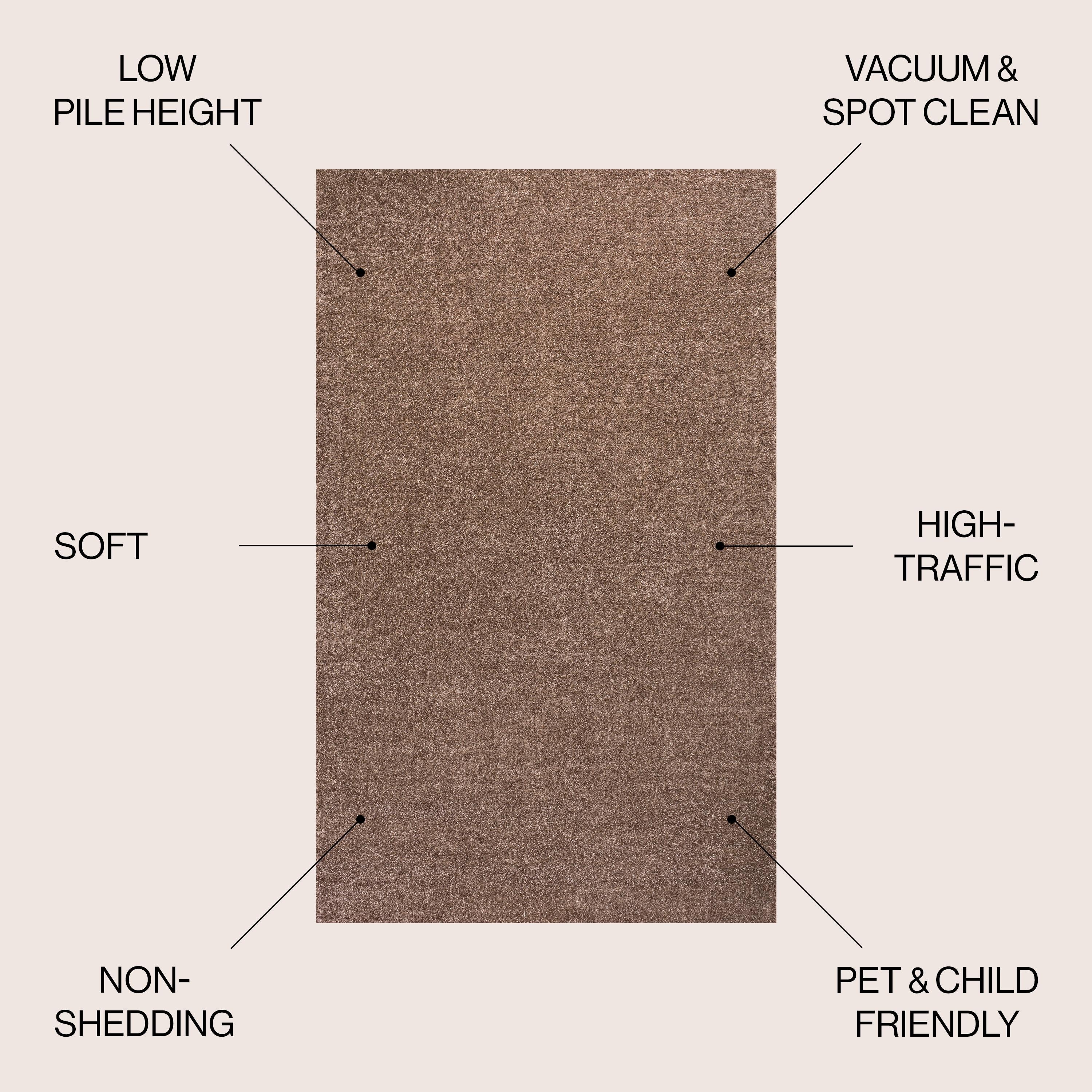 9' x 12' Haze Solid Low-Pile Area Rug, Brown - JONATHAN Y