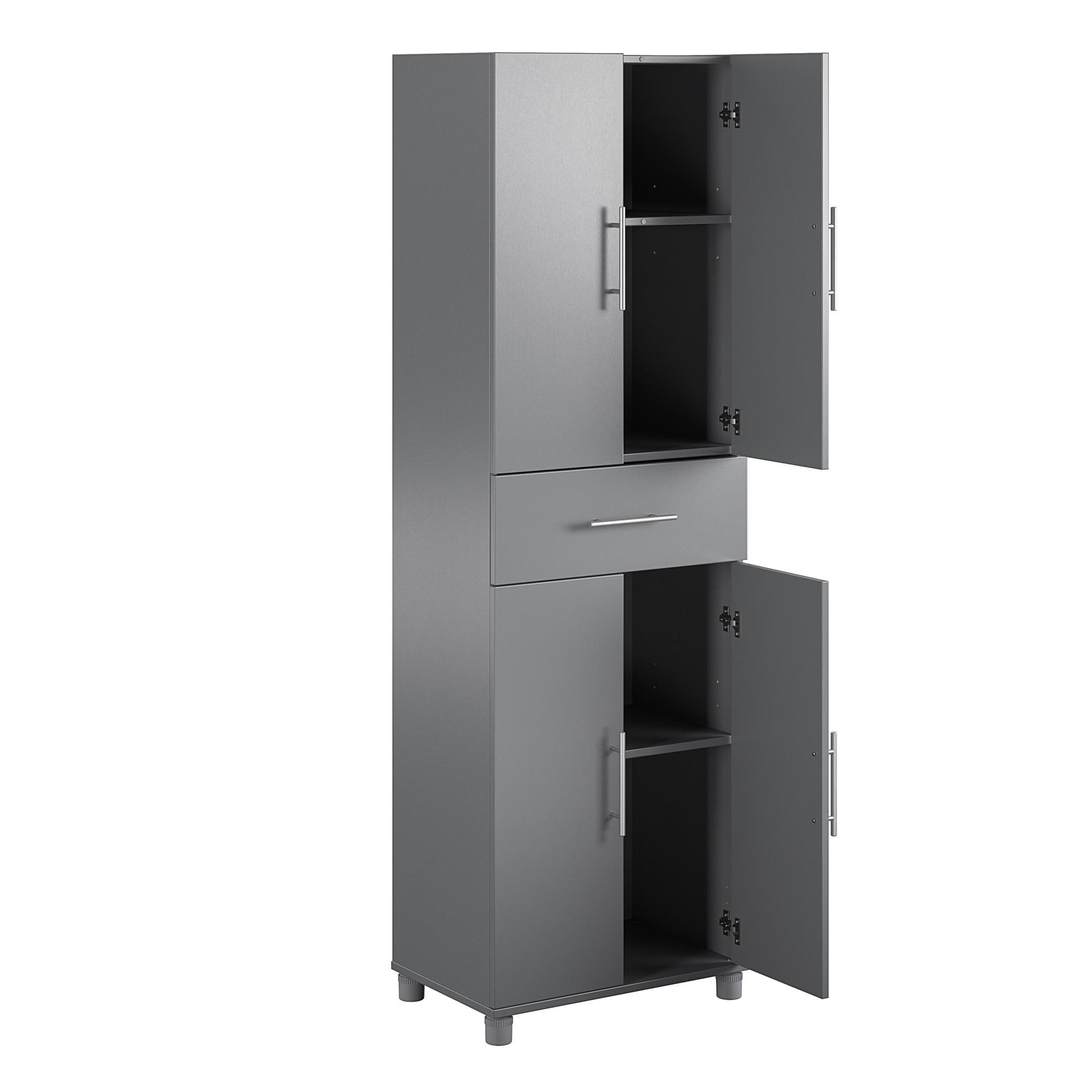 Camberly 4 Door/1 Drawer Storage Cabinet, Graphite Gray