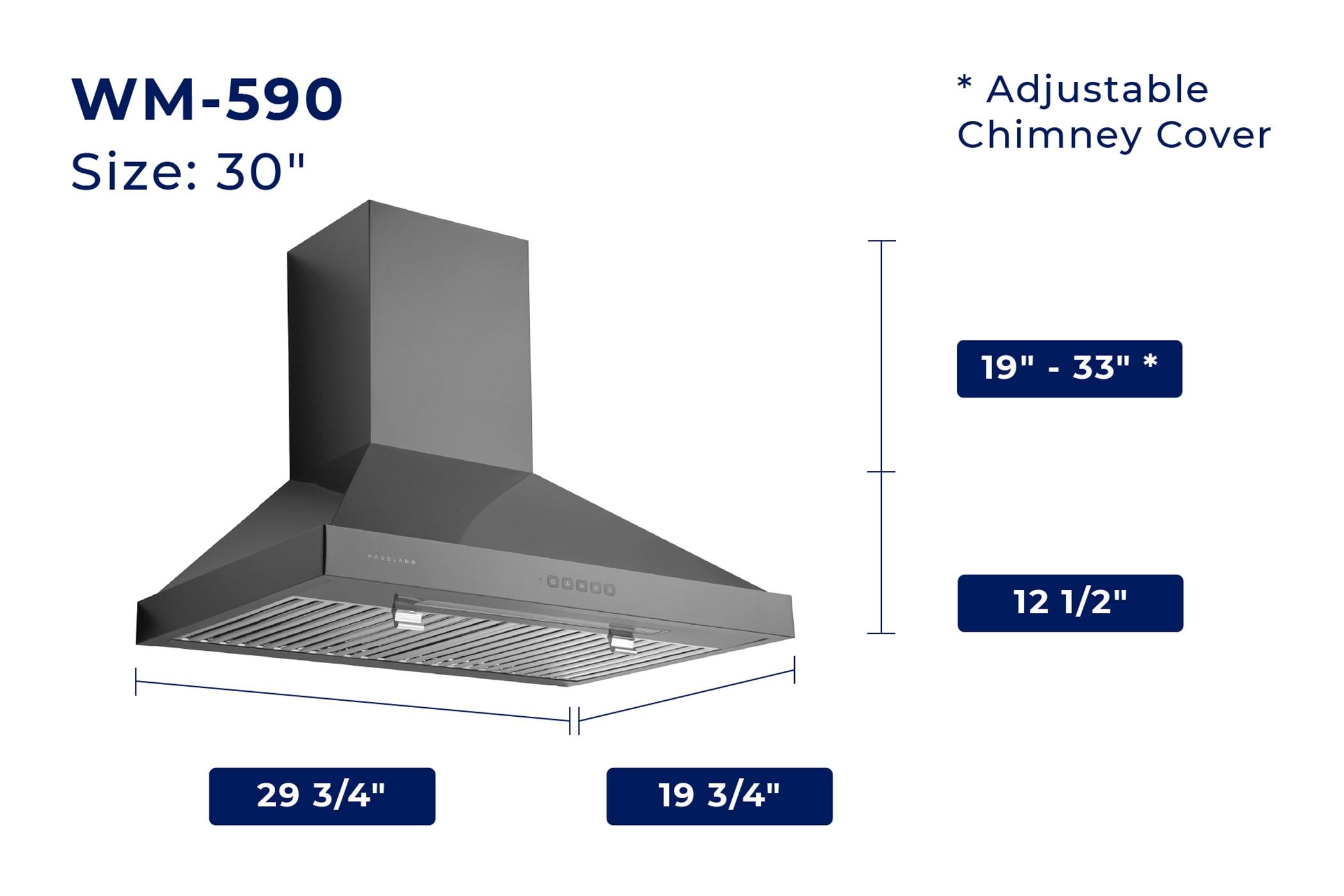 Hauslane 30" Stainless Steel Convertible Wall Range Hood with Baffle Filter