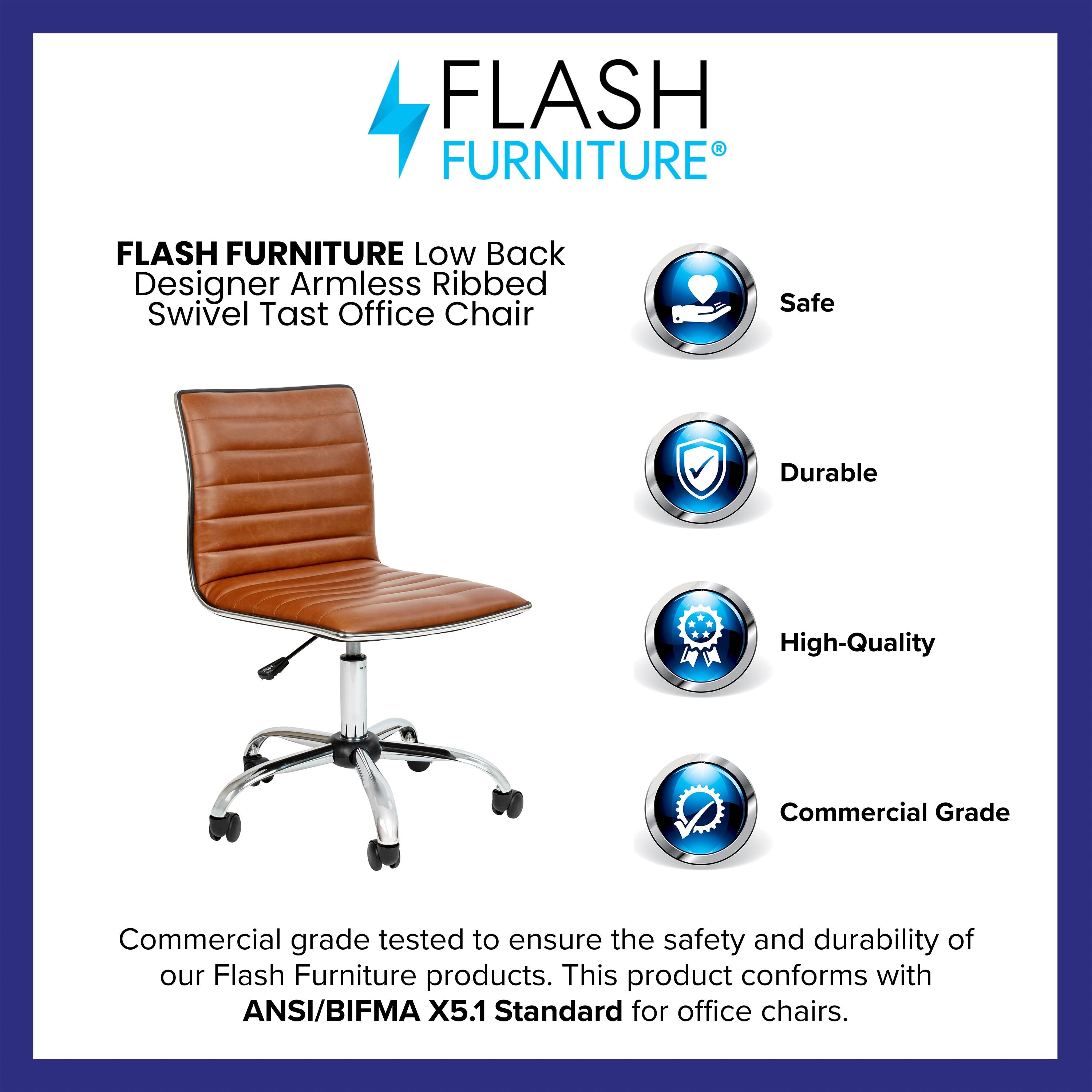 Flash Furniture Merchiston Low-Back Modern Ribbed Upholstered Vinyl Swivel Desk Chair by Flash Furniture