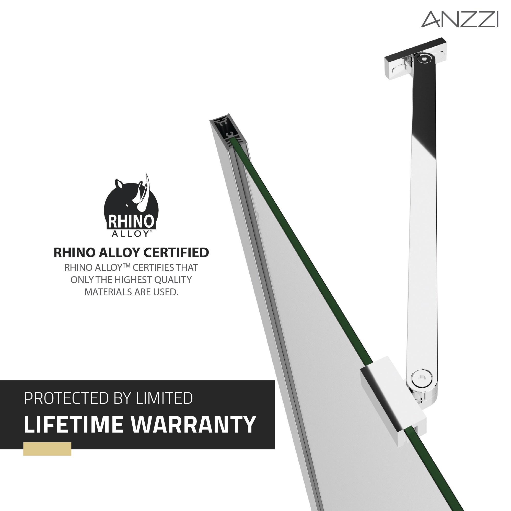 Anzzi 33.3” W x 72” H Frameless Shower Door