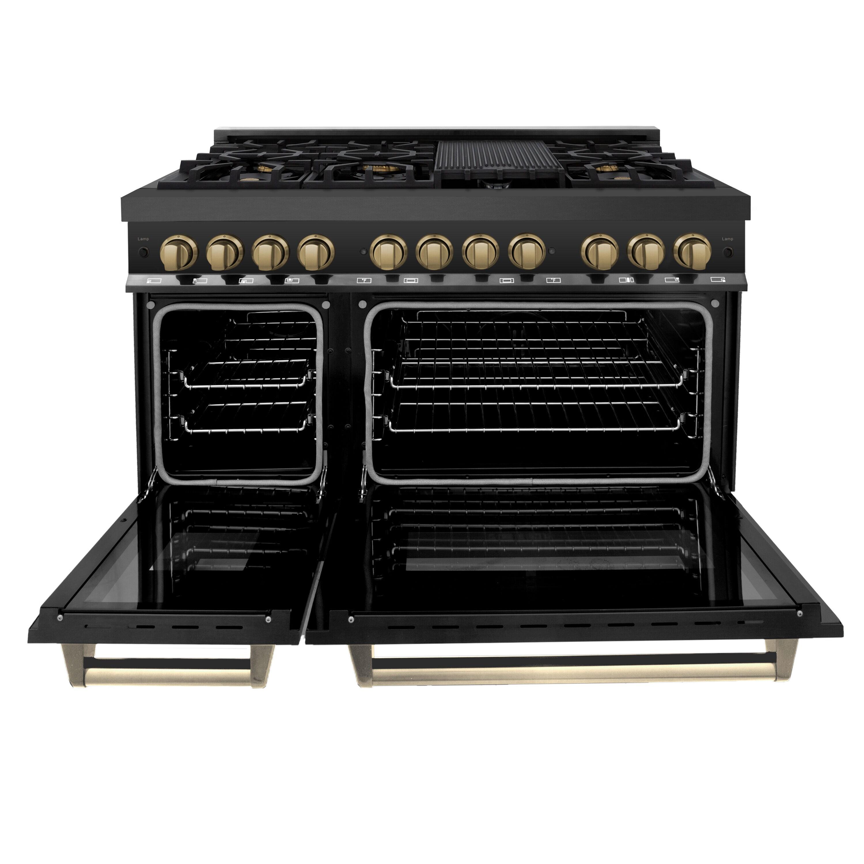 ZLINE Autograph 48" Legacy Dual Fuel Range in Black Stainless Steel