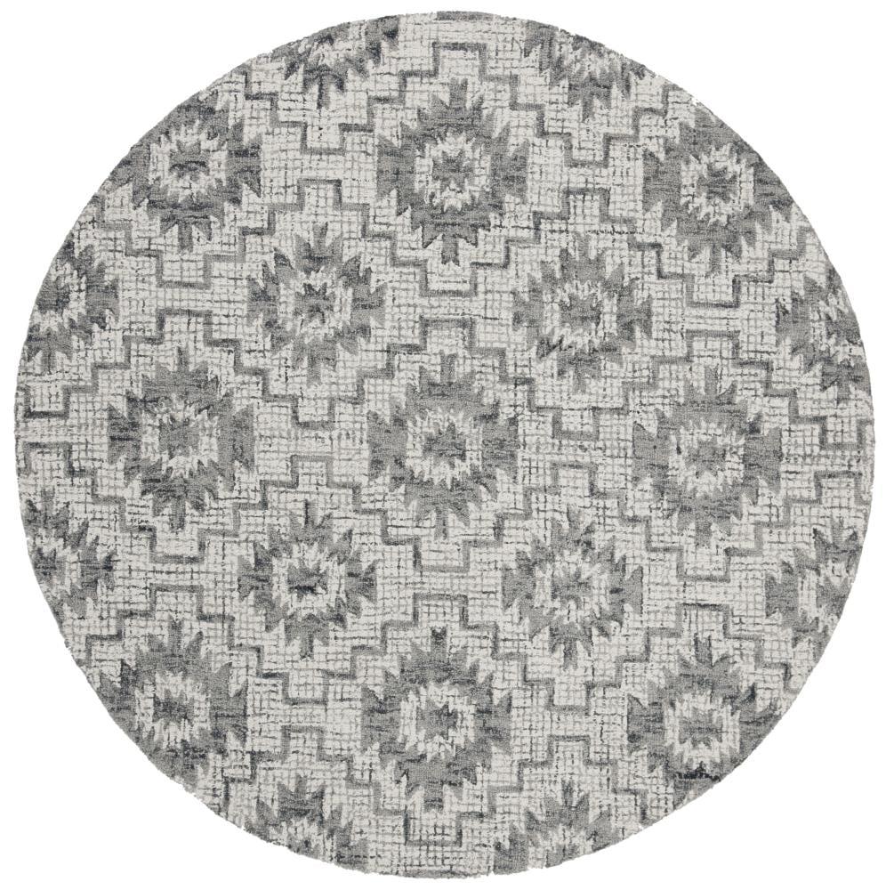 Abstract ABT202 Handmade Indoor Area Rug - Ivory/Dark Grey - 6' Round - Safavieh