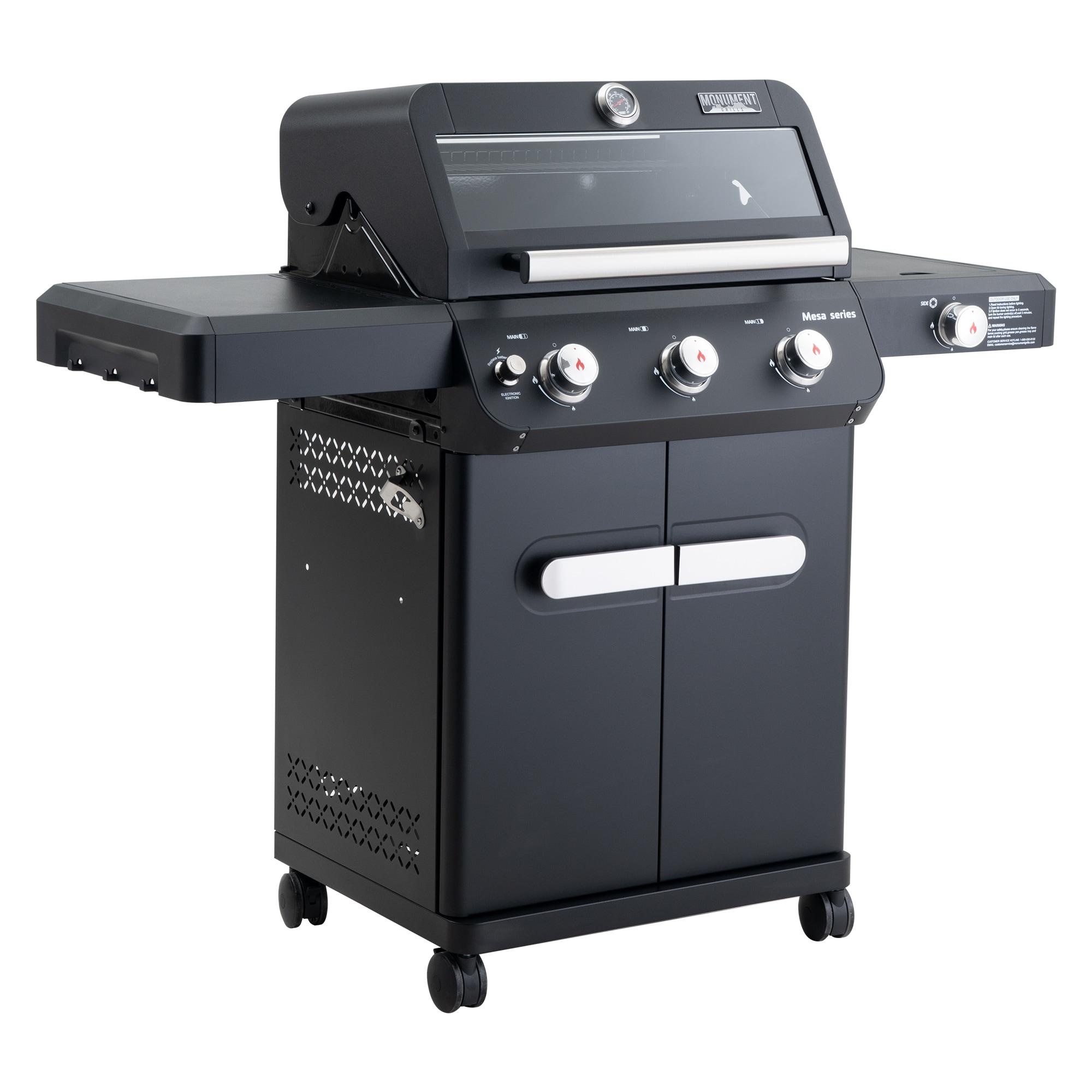 Monument Grills Mesa Series3-Burner 48000 BTU Propane Gas Grill with 1 Side Burner