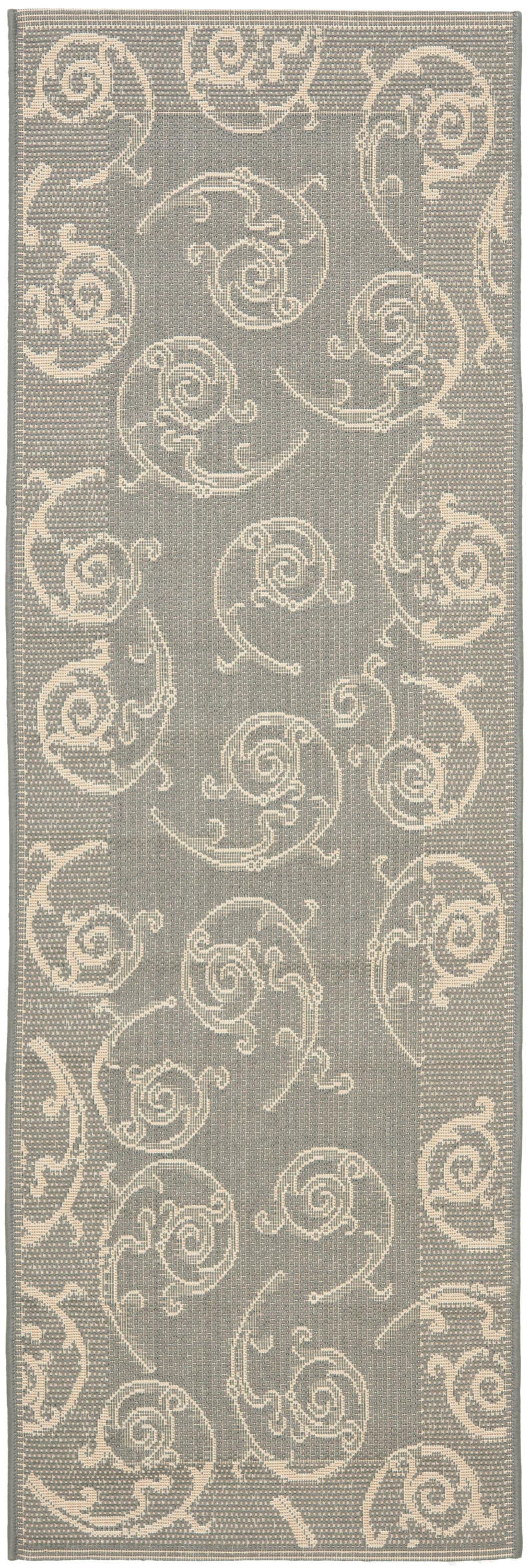 Courtyard CY2665 Power Loomed Indoor and Outdoor Runner Rug - Grey/Natural - 2'3"x12' - Safavieh