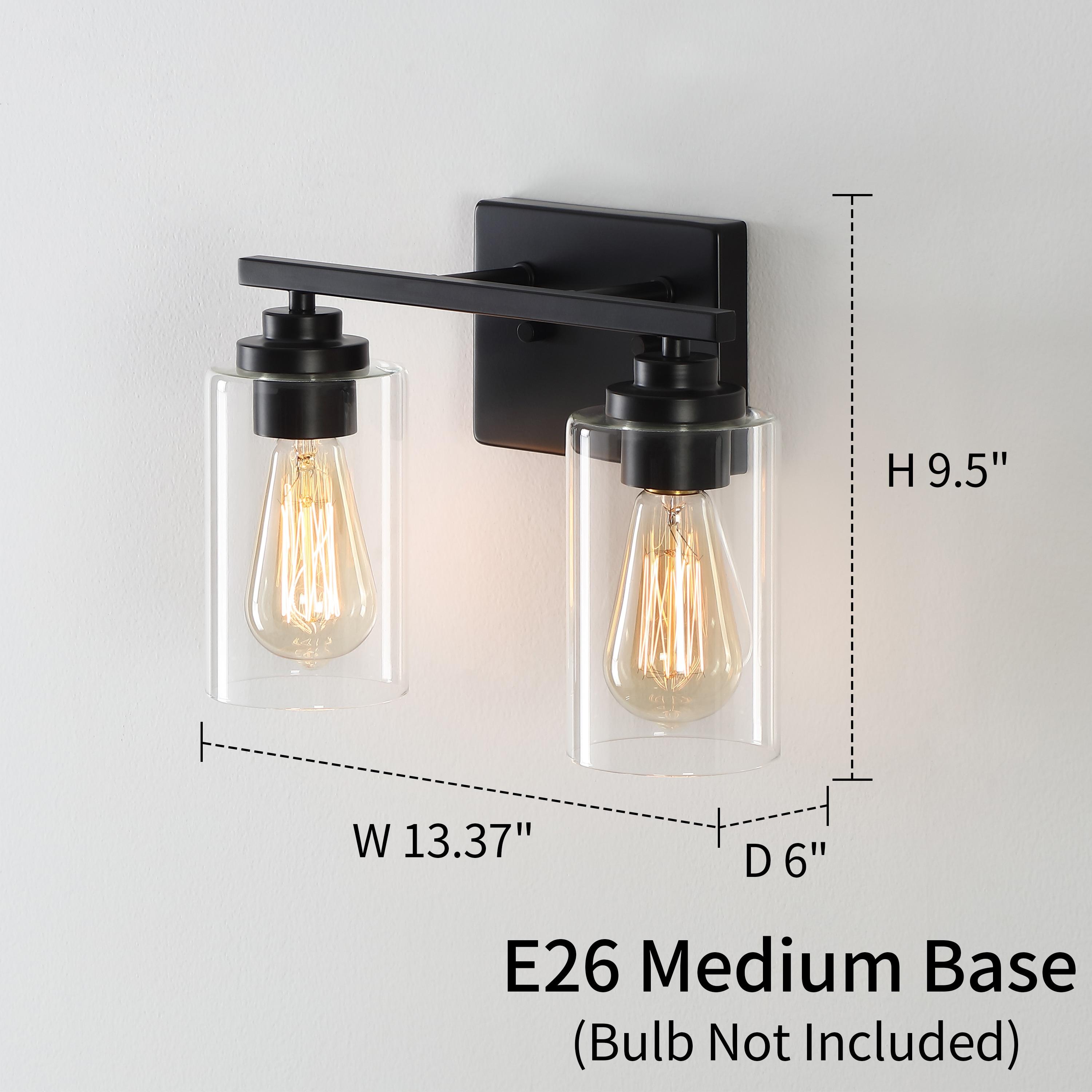 Kawoti  2-Light Dimmable Bathroom Vanity Light with Clear Glass Shade Black