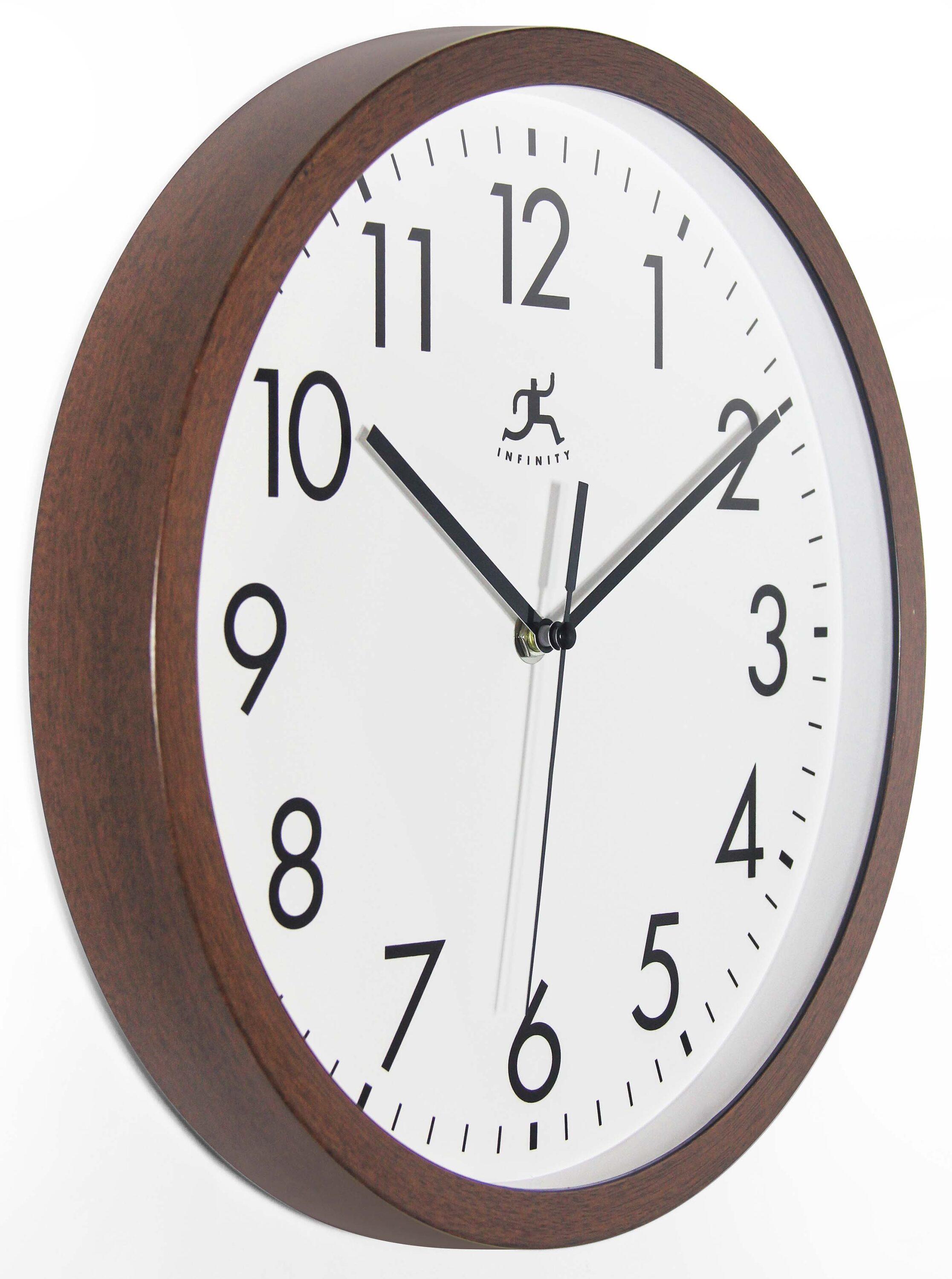 Anupam Round Plastic Wall Clock - Walnut