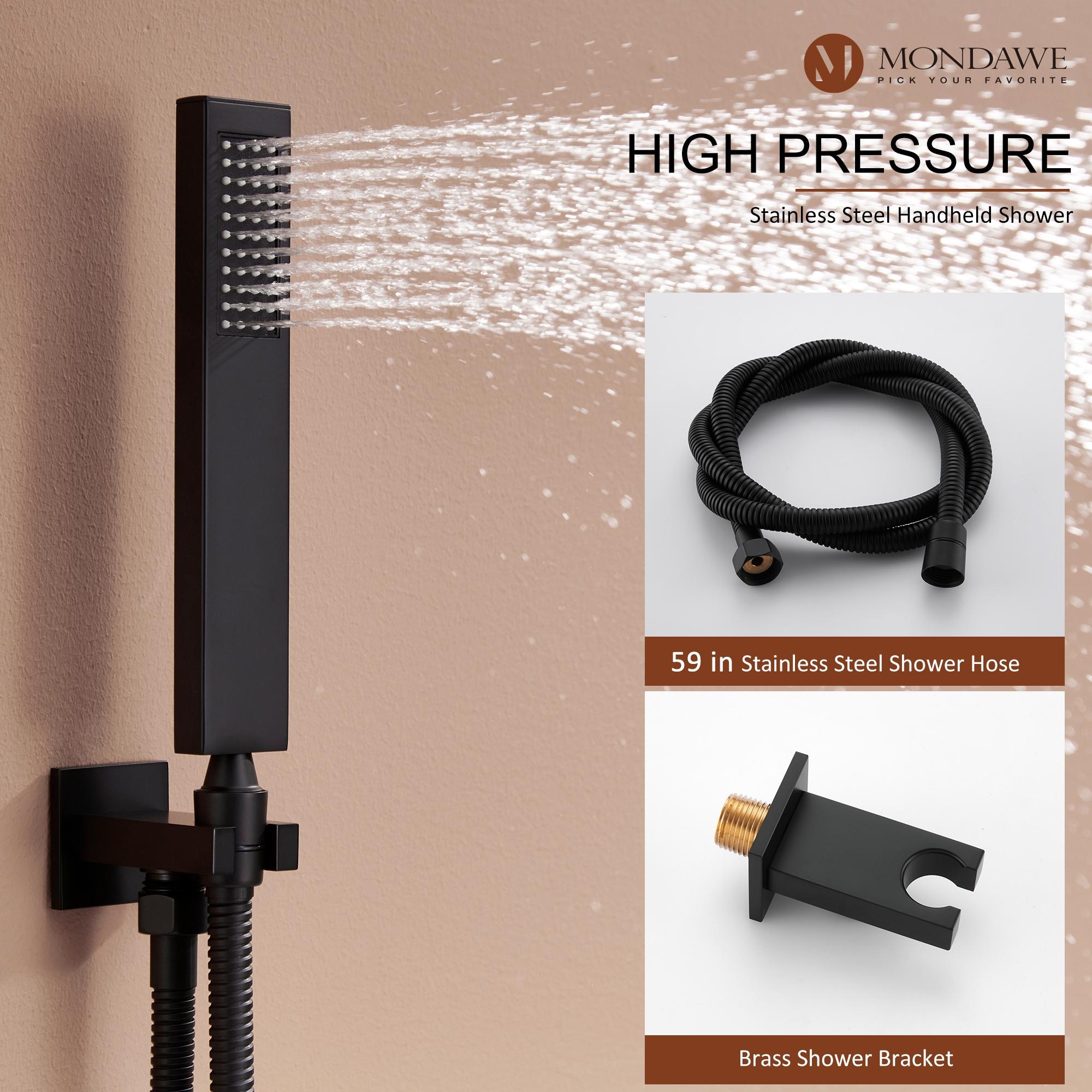 mondawe Herathena Wall Mounted Luxury Shower System with Digital Display (Rough-in Valve Included) WF6025BI-12BL