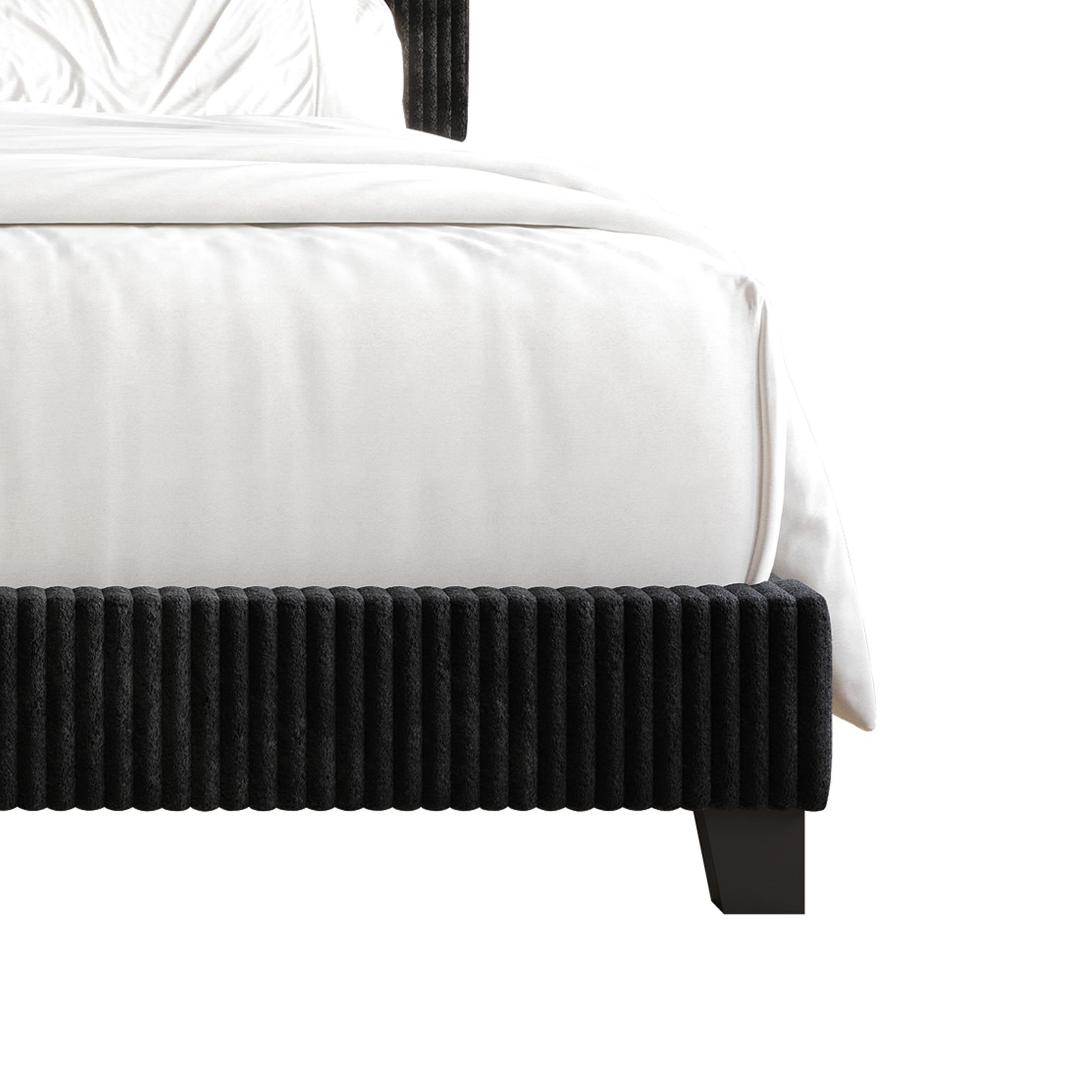 ChaletPosh Queen Size Upholstered Bed In Black Velvet