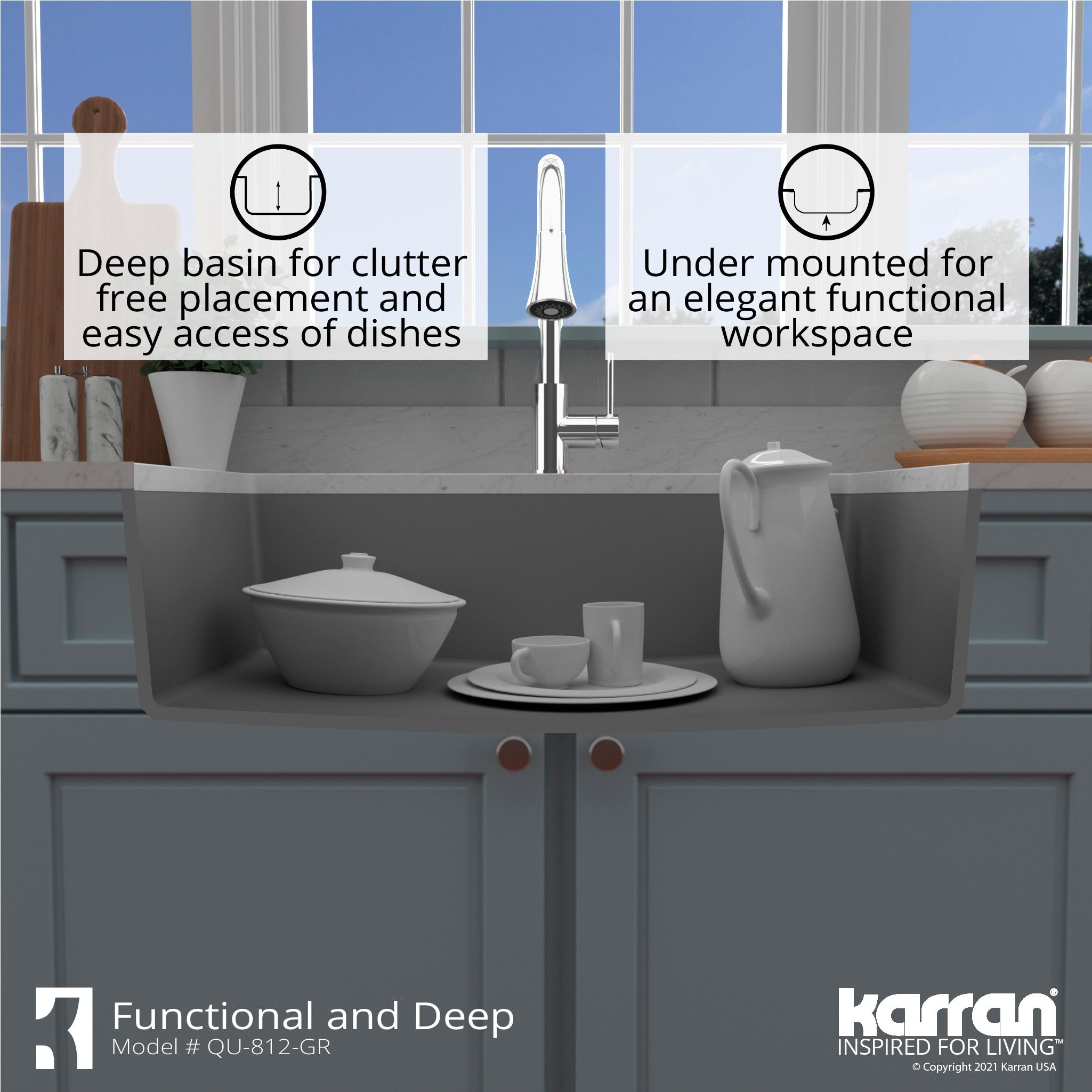 Karran Quartz 32-1/4'' X 19-1/4'' Large Single Bowl Undermount Kitchen Sink