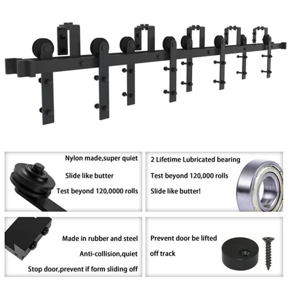 Straight Design Standard Double Track Barn Door Hardware Kit