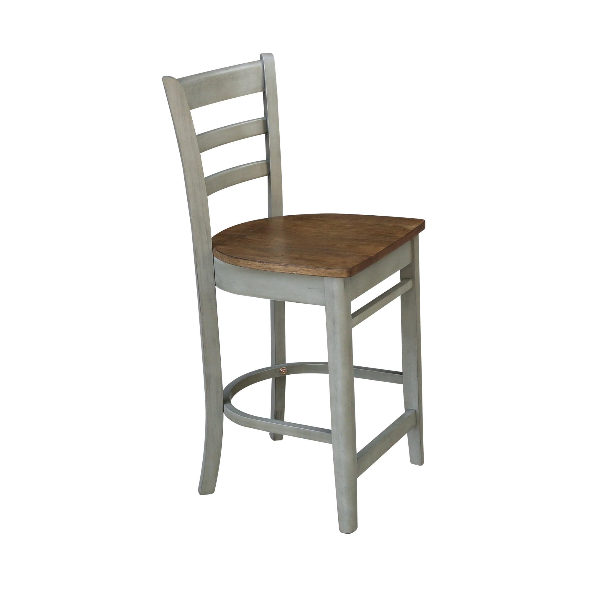 International Concepts Wood Emily Ladder Back Counter Height Stool - 24" Seat Height - Distressed Hickory/Stone