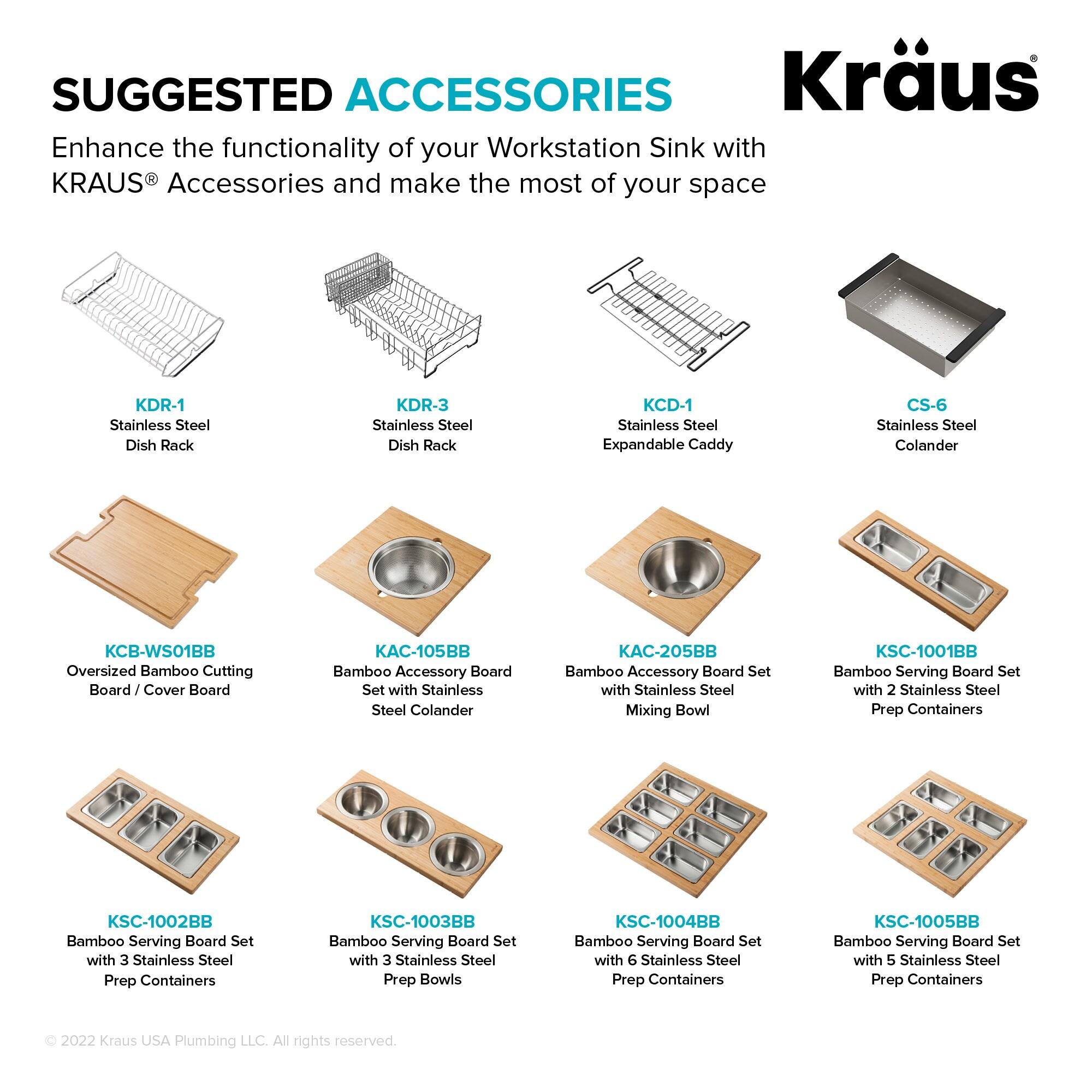 KRAUS Kore™ Undermount Workstation 16 Gauge Black Stainless Steel Single Bowl Kitchen Sink in PVD Gunmetal Finish