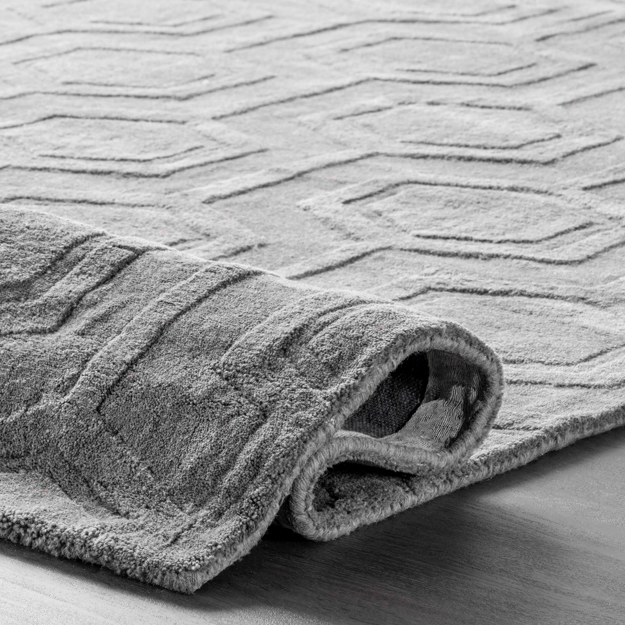 Nuloom Ambrose Geometric 5x8 Wool Indoor Area Rug for Living Room Bedroom Dining Room Kitchen, Grey