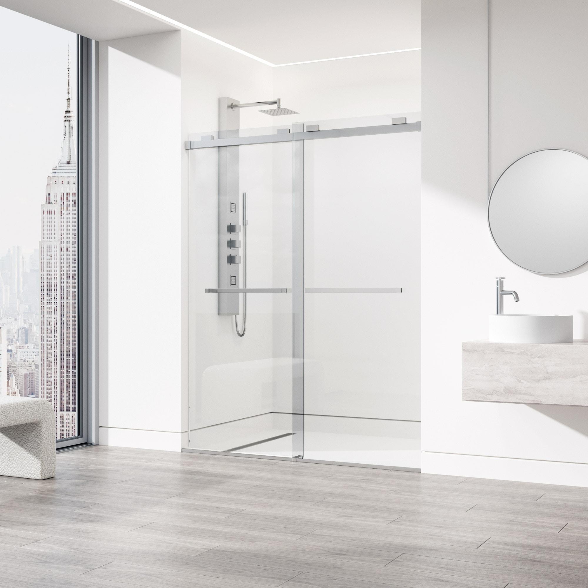 Houston 56-60" W x 76" H Sliding Frameless Shower Door with 3/8" Clear Glass