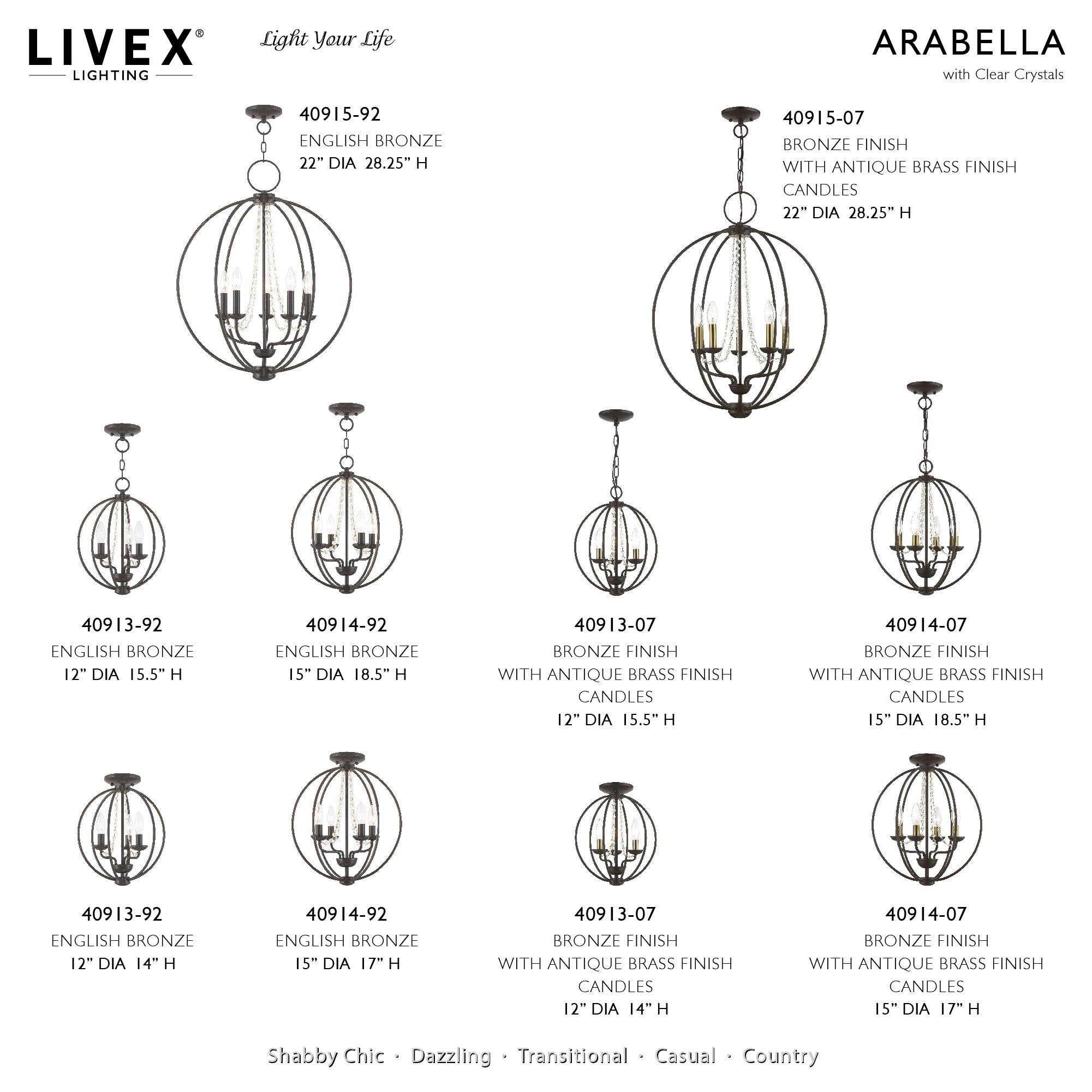 Livex Lighting Arabella 4 - Light Chandelier in  English Bronze