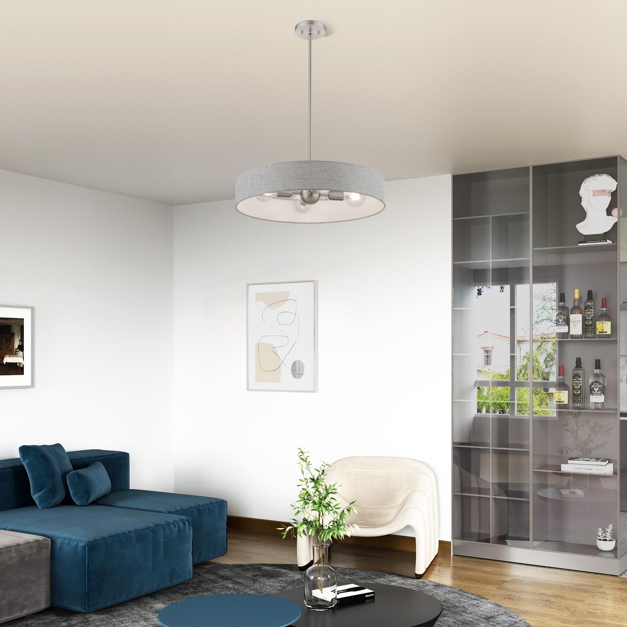 Livex Lighting Elmhurst 4 - Light Pendant in  Brushed Nickel/Shiny White