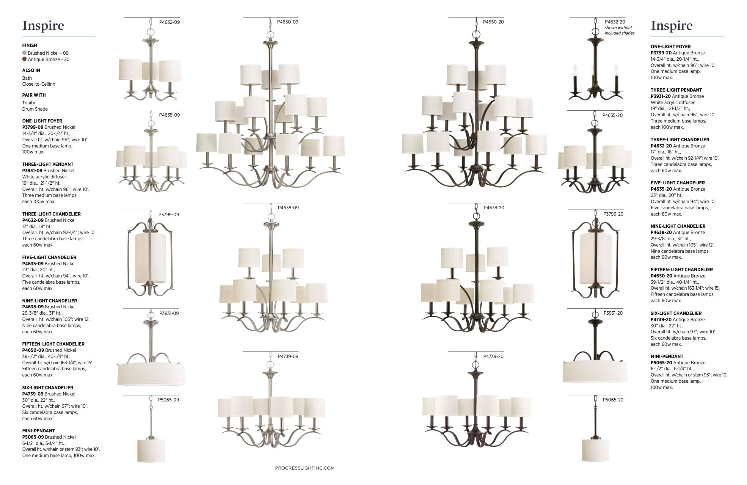 Progress Lighting, Inspire Collection, 3-Light Semi-Flush Mount, Antique Bronze, Off-White Linen Shade