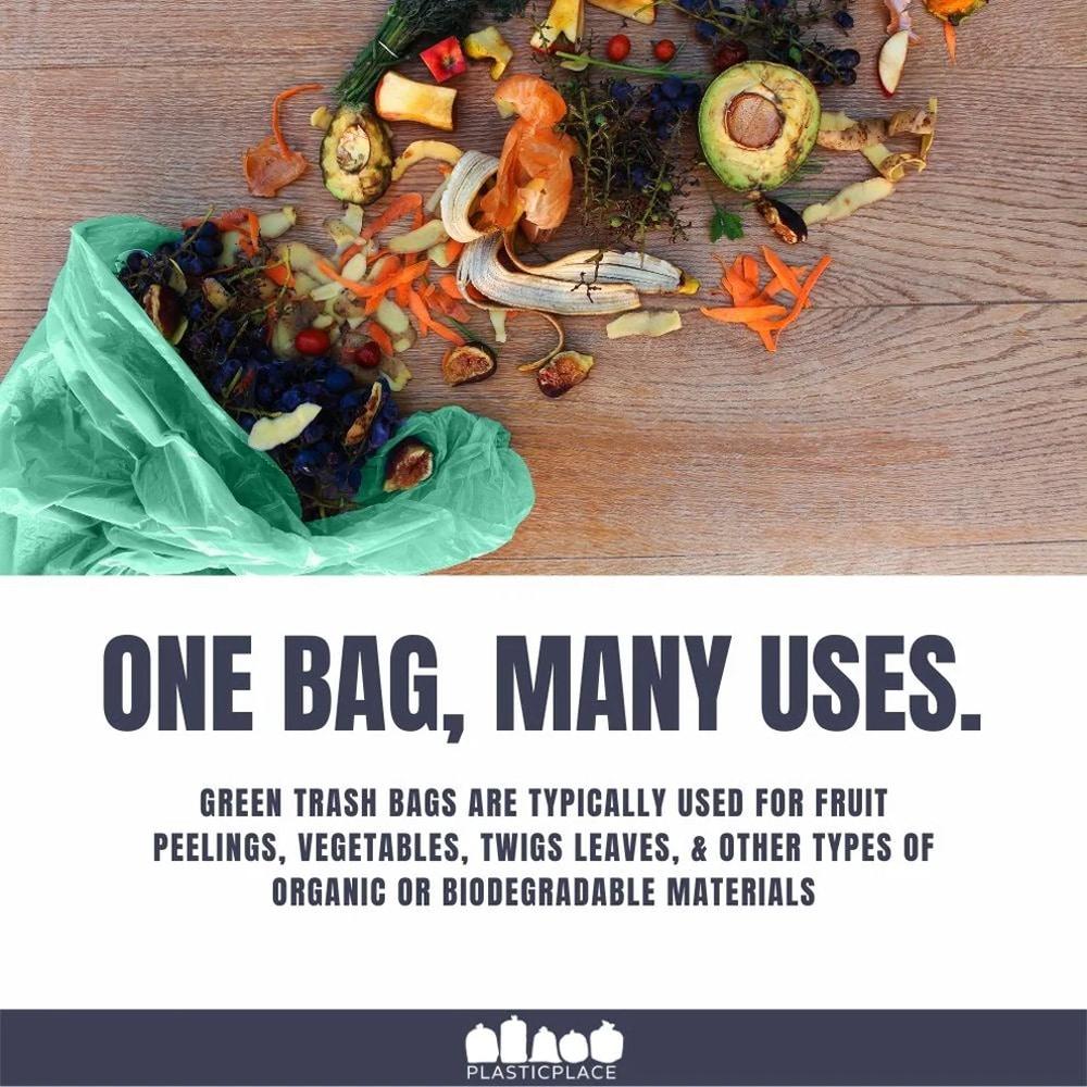 Plasticplace 12-16 Gallon Trash Bags, Green (250 Count)
