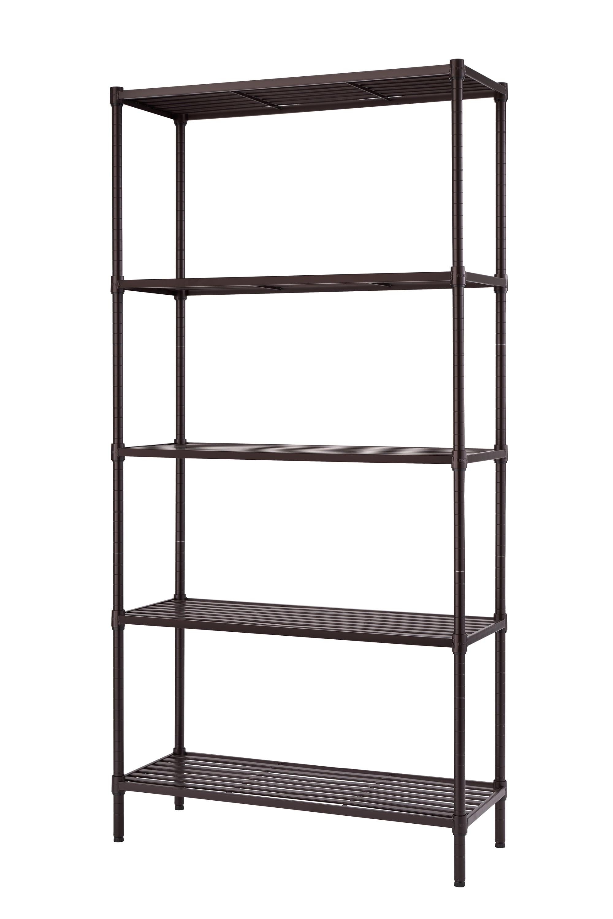 TRINITY Dark Bronze 5-Tier Steel Slat Shelving Unit (36 in. W x 72 in. H x 14 in. D)