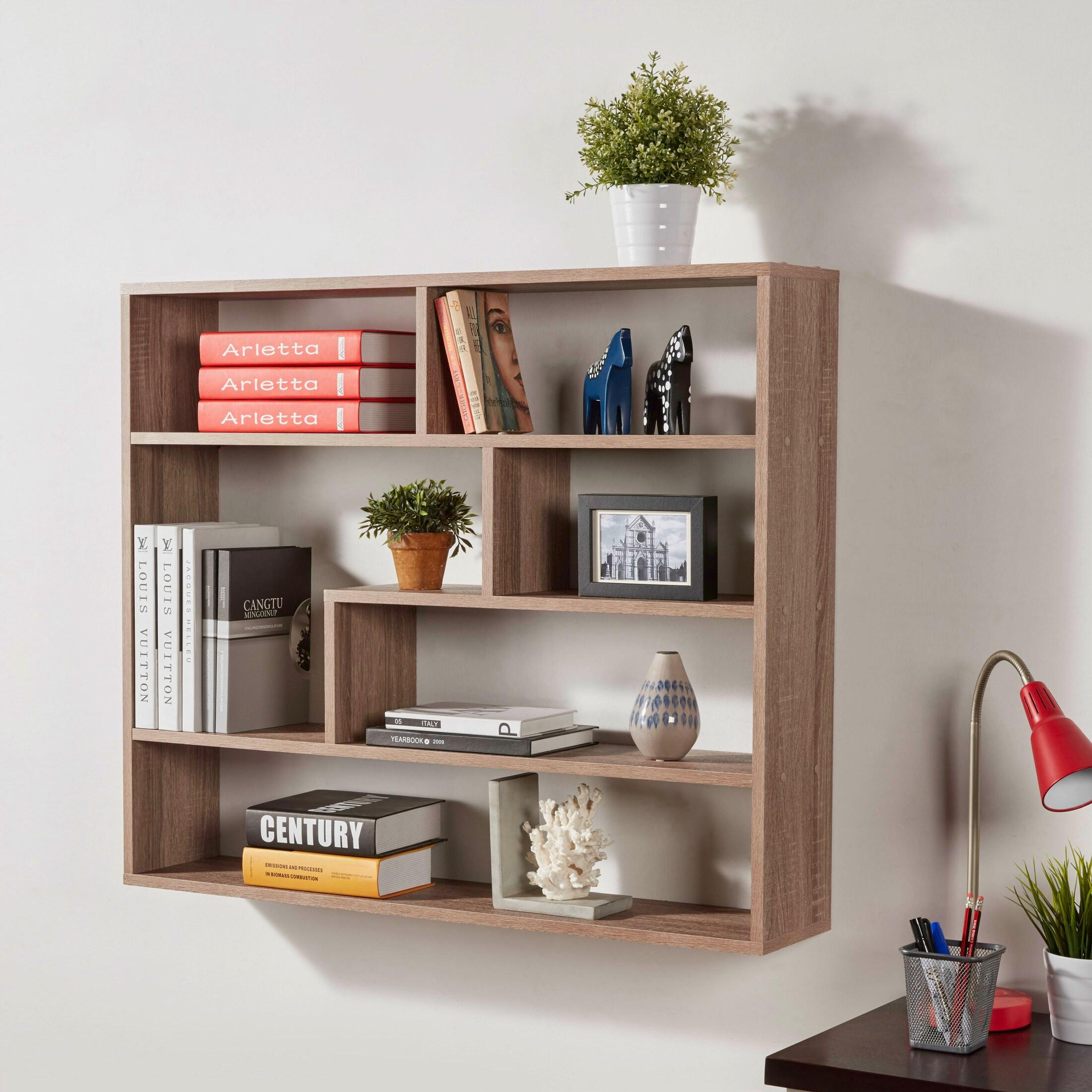 Danya B. 37" x 31.5" Rectangular Shelf Unit Brown: Laminated MDF Storage, 8 Compartments, Includes Mounting Hardware