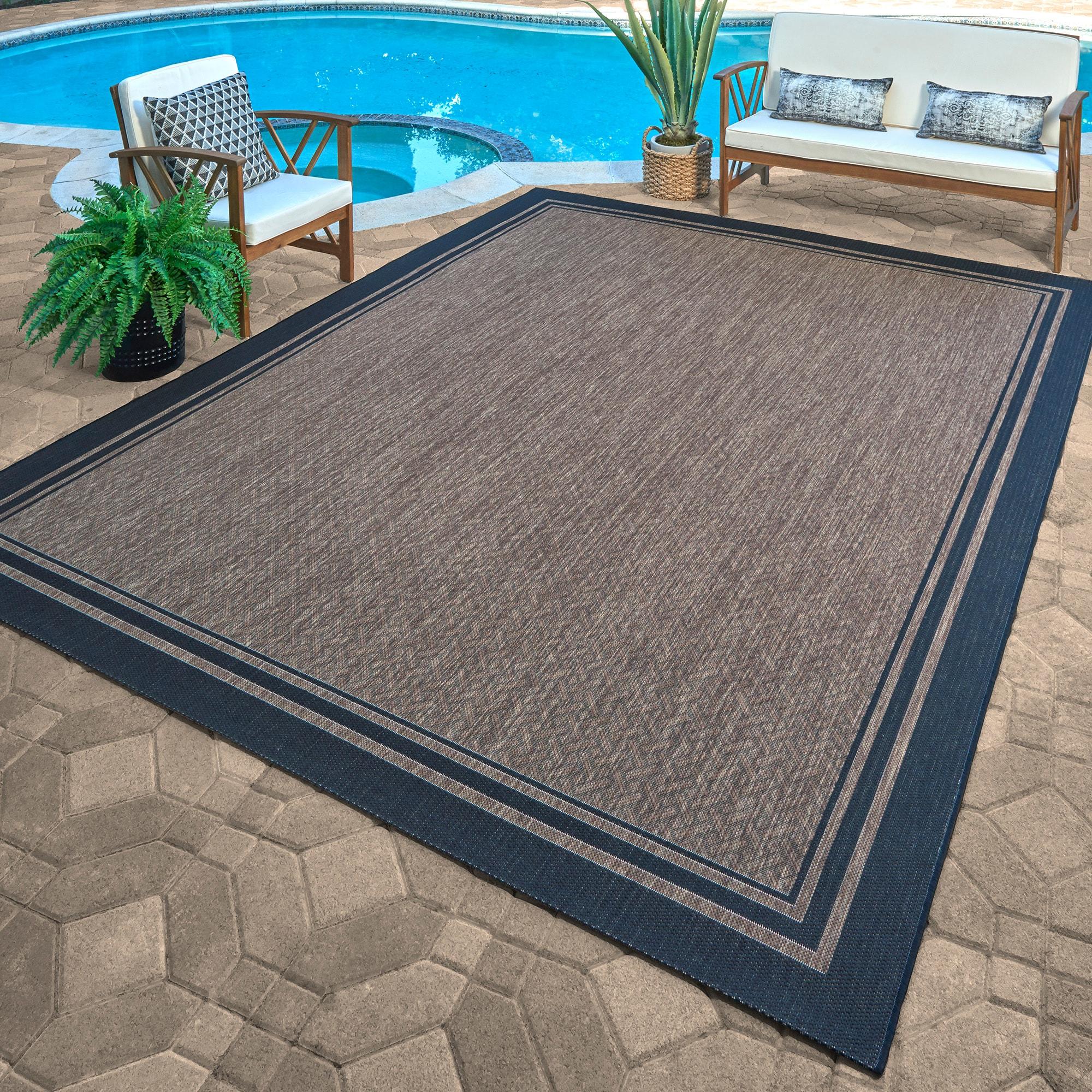 Gertmenian Paseo Soroa Havana Border Indoor/Outdoor Flatweave Area Rug