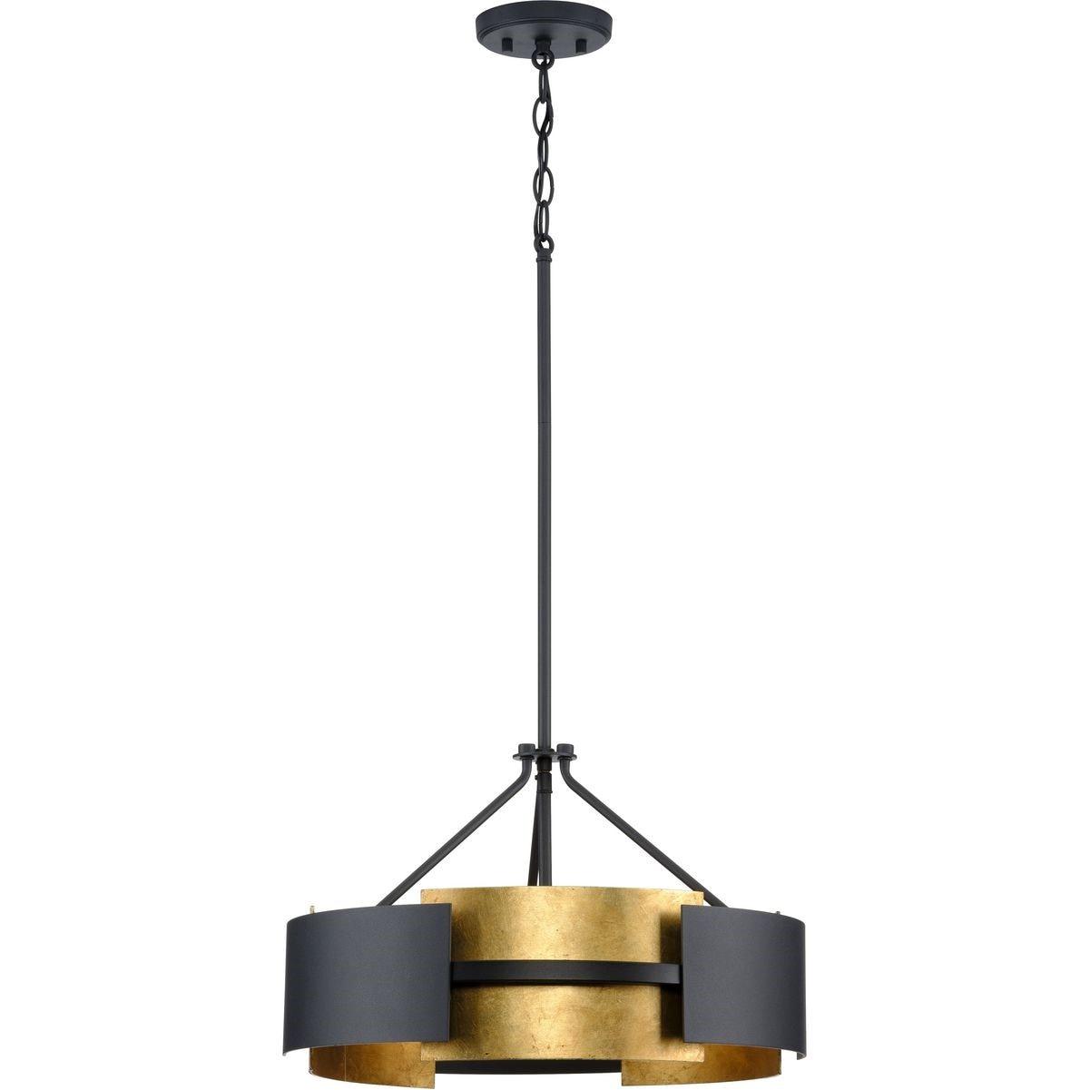 Progress Lighting Lowery 3-Light Semi-Flush Mount Ceiling Light, Textured Black/Distressed Gold, Rectangular Shields