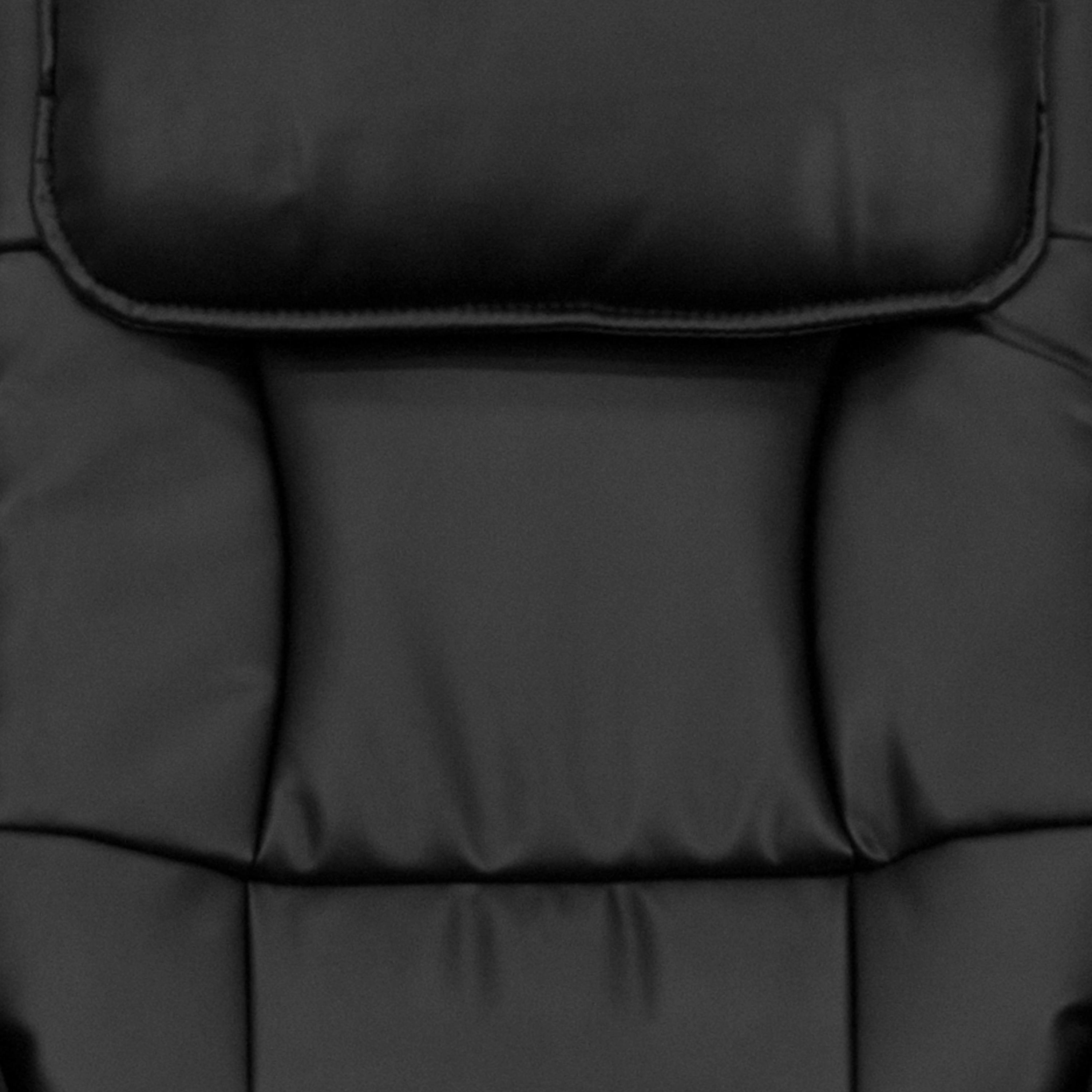 Flash Furniture Davies Contemporary Adjustable Recliner and Ottoman with Swivel Maple Wood Base in Black LeatherSoft