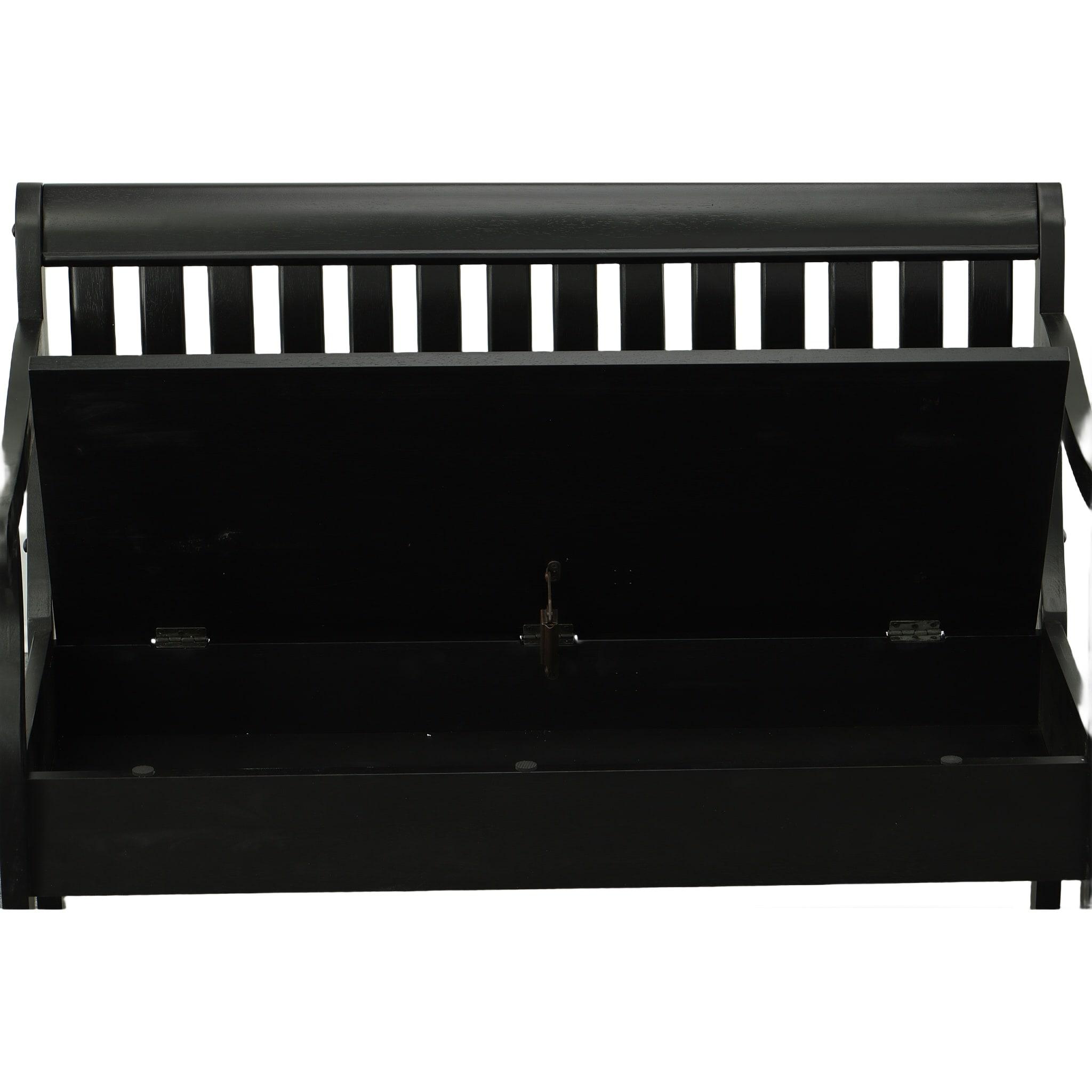 Carolina Living Martha Storage Bench Antique Black: Hardwood, Unupholstered, 2-Person Seating