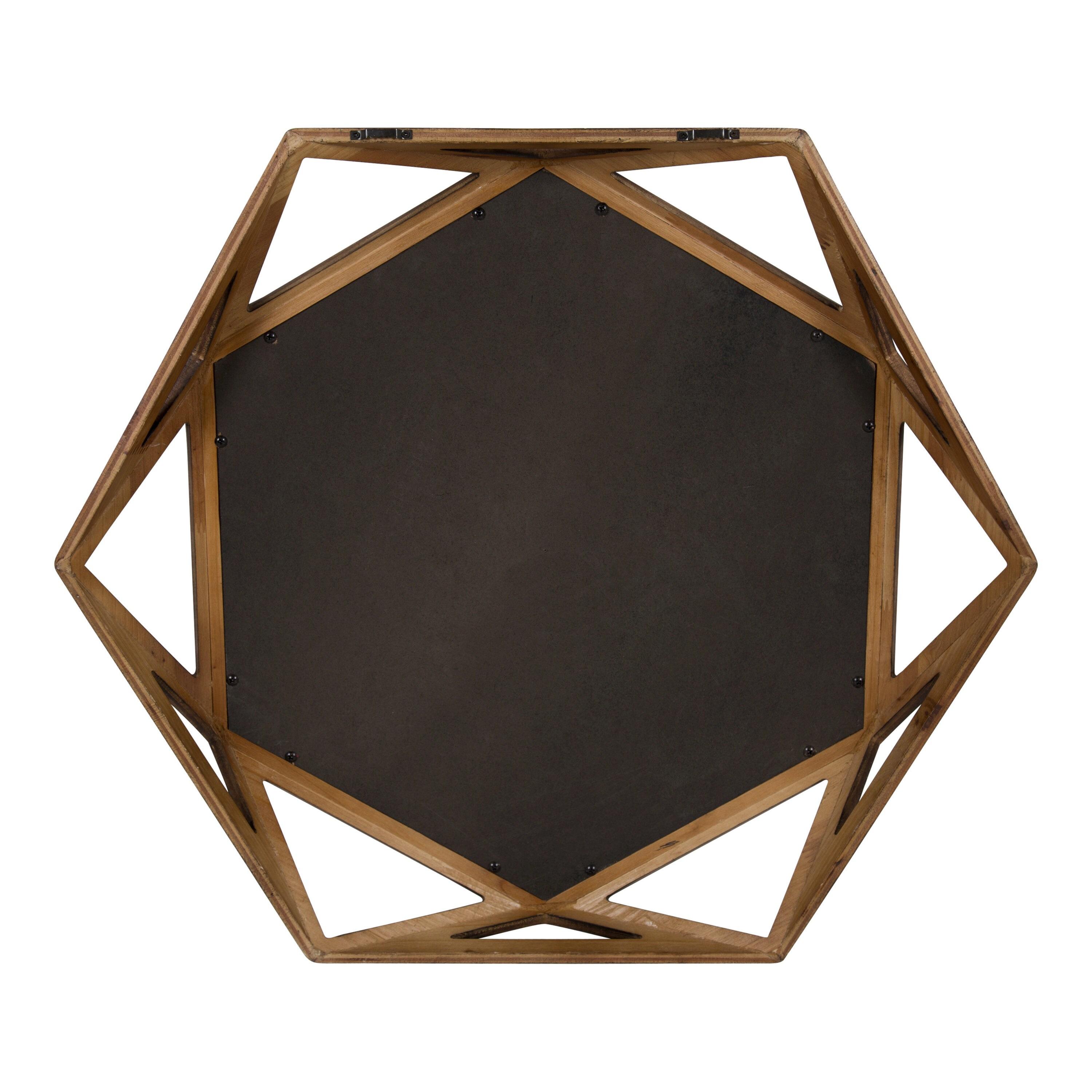 27" Cortland Hexagon Wall Mirror Brown - Kate & Laurel All Things Decor