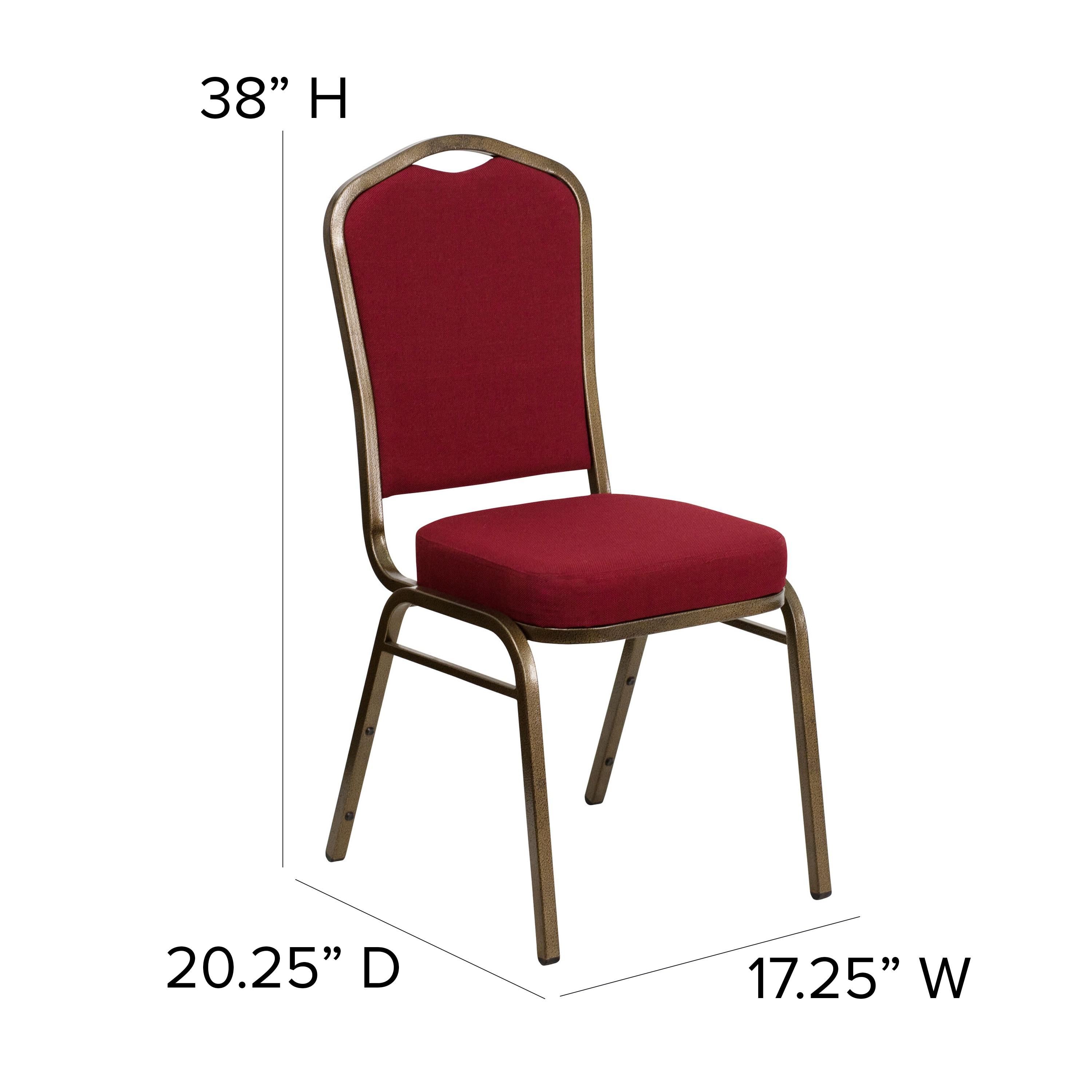 Flash Furniture HERCULES Series Crown Back Stacking Banquet Chair in Burgundy Fabric - Gold Vein Frame