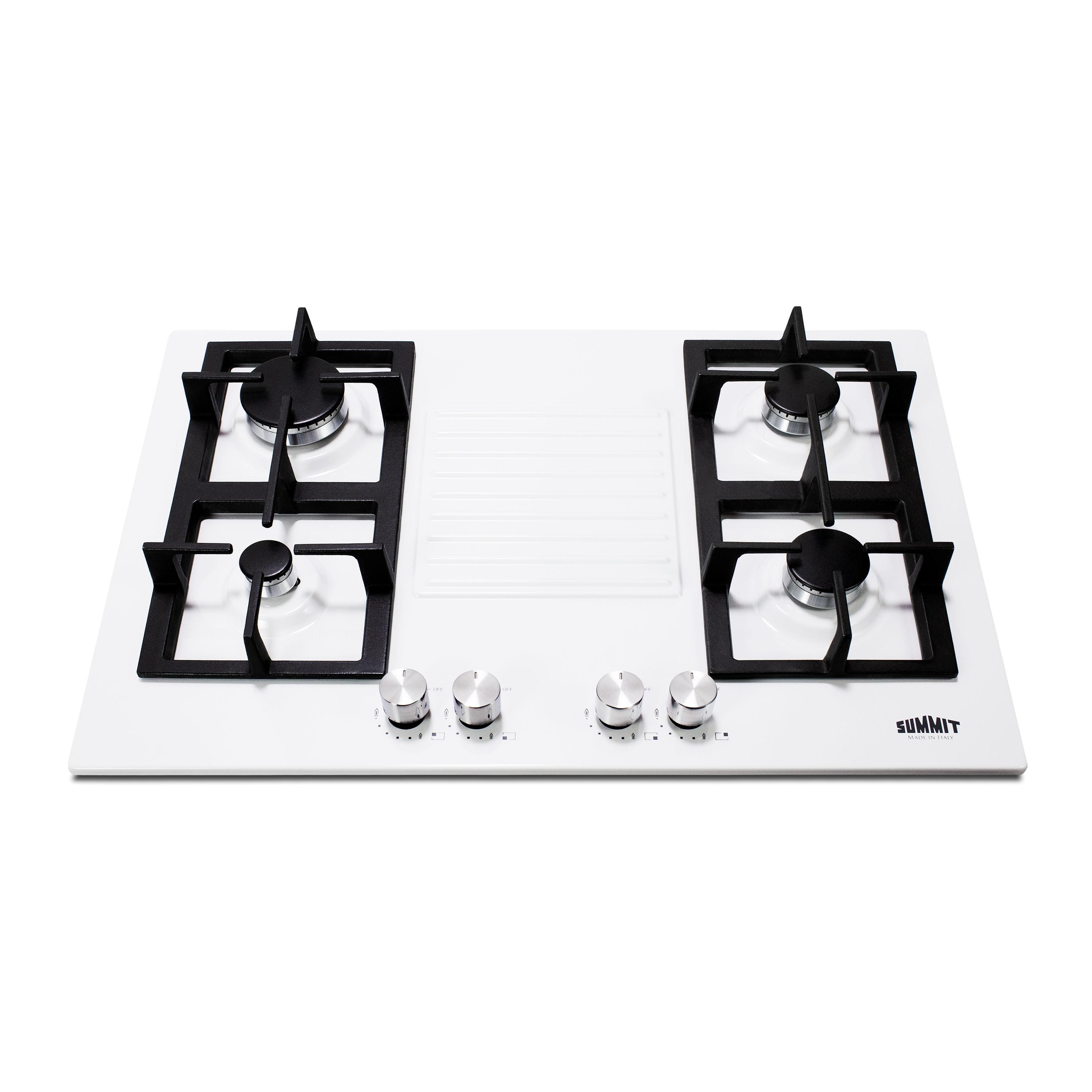 Summit Appliance 30" White Gas 4 Burner Cooktop