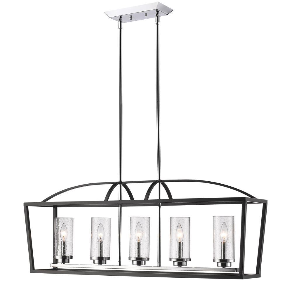 Mercer Matte Black 5-Light Linear Pendant with Seeded Glass