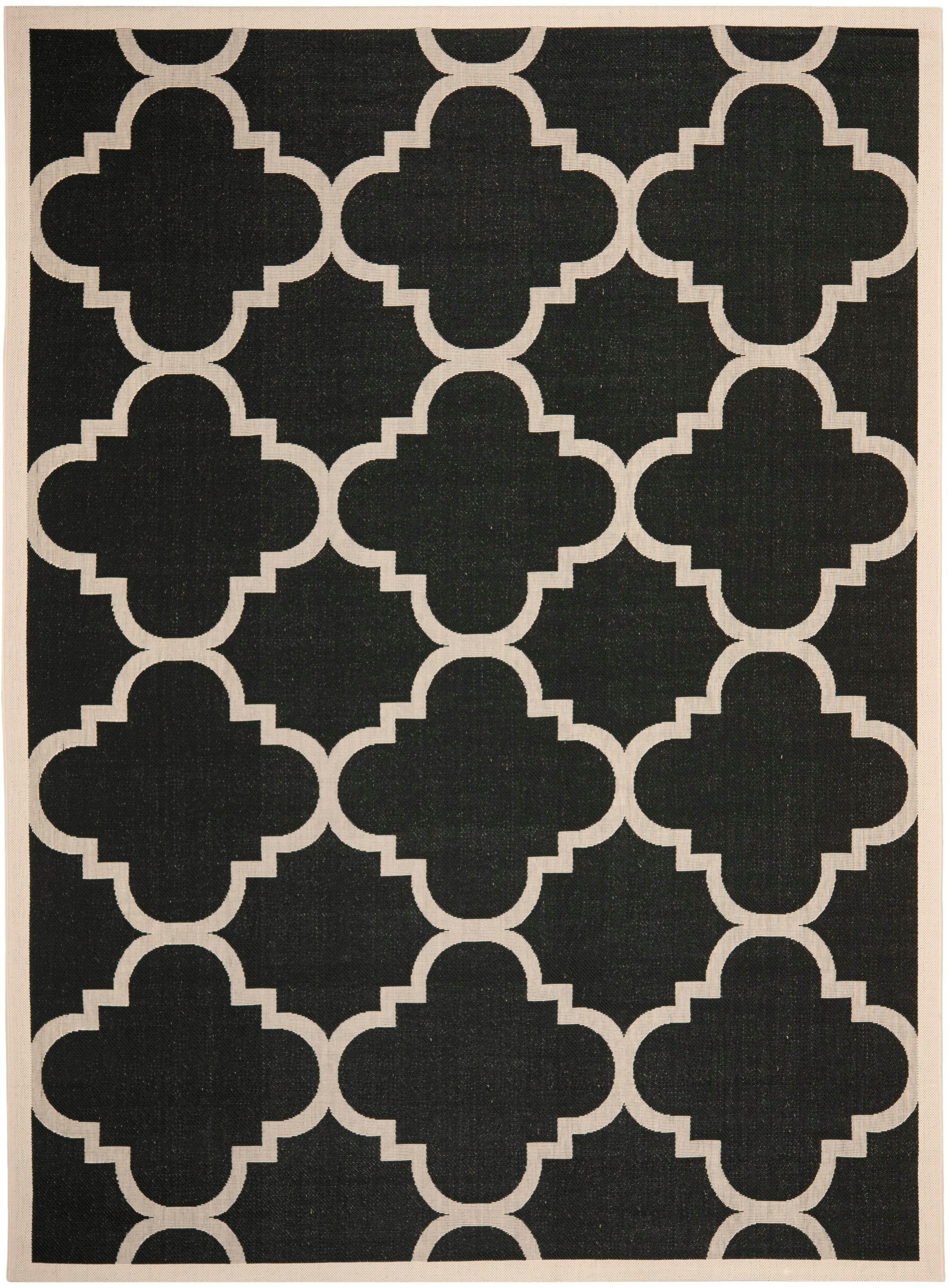 Courtyard CY6243 Power Loomed Indoor and Outdoor Area Rug - Black/Beige - 9'x12' - Safavieh
