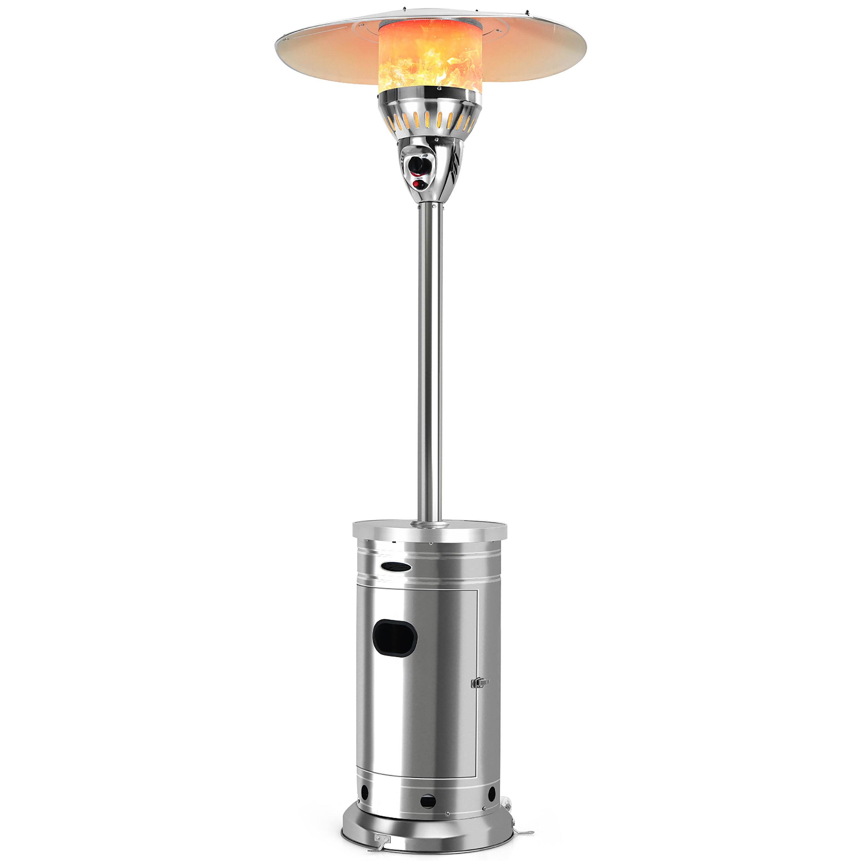 Costway 48,000 BTU Patio Propane Heater Stainless Steel W/Table & Wheels