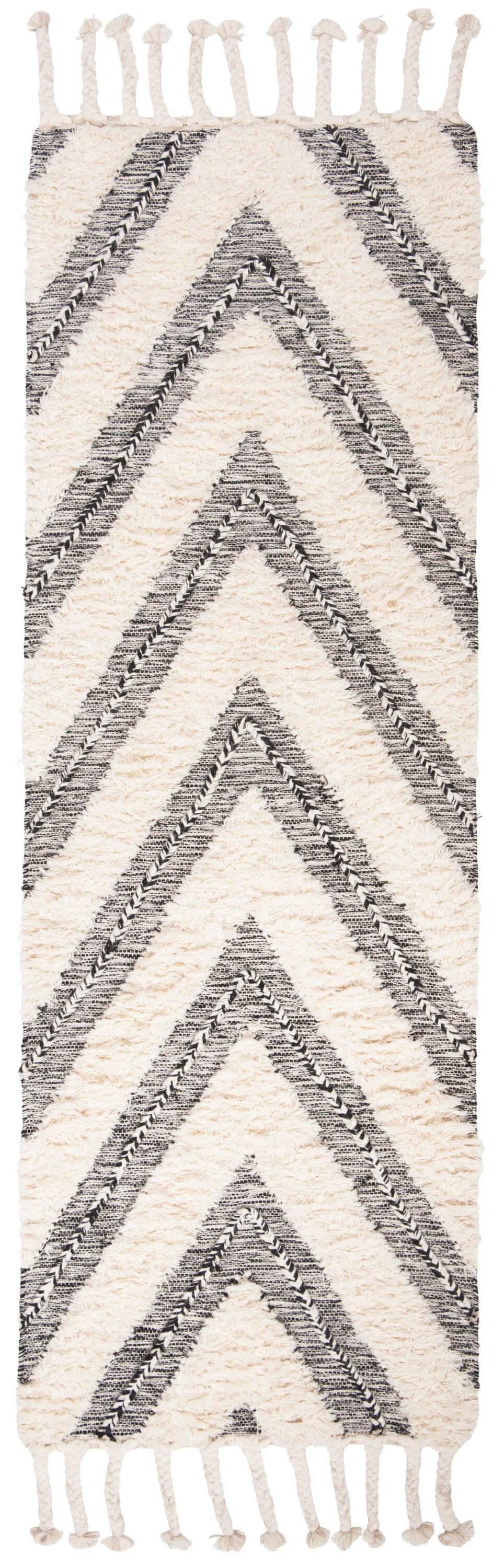 Kenya KNY901 Hand Knotted Runner Rug - Black/Ivory - 2'3"x6' - Safavieh.