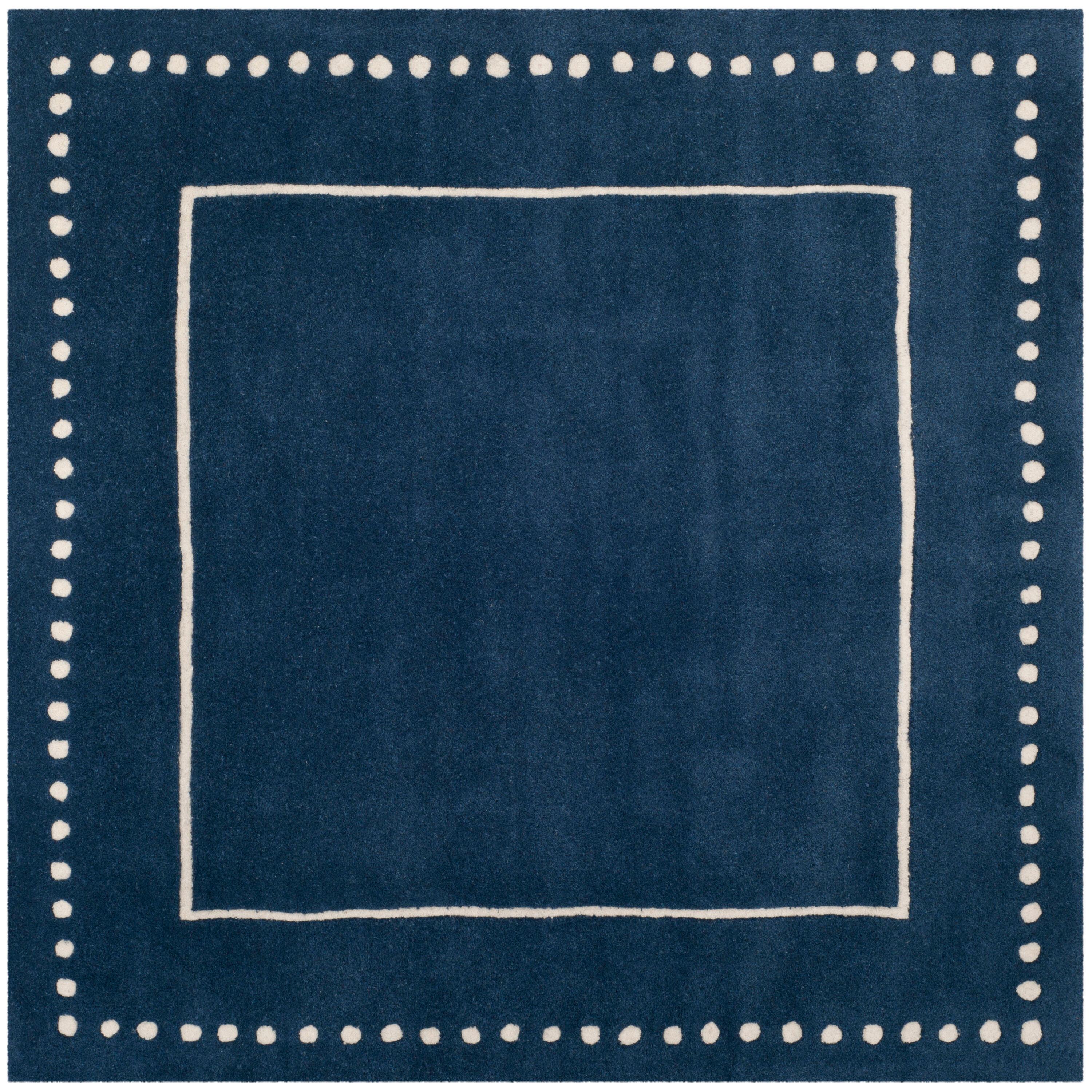 Bella BEL151 Hand Tufted Area Rug - Navy Blue/Ivory - 5'x5' - Safavieh.