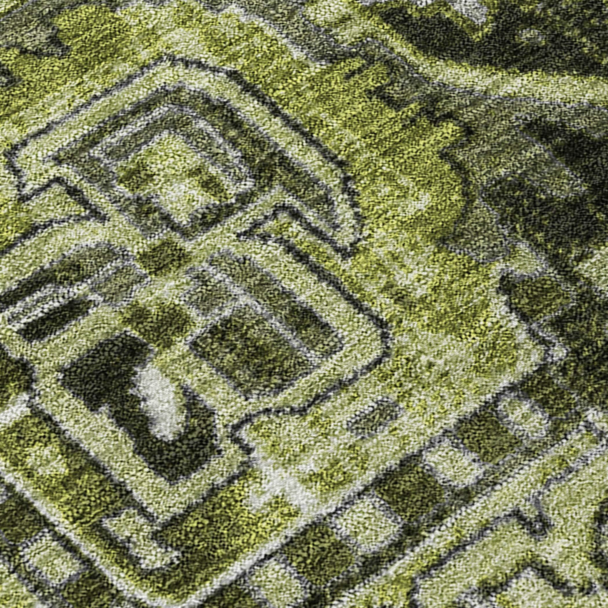 Olive Rectangular Synthetic Oriental 10' x 14' Washable Area Rug