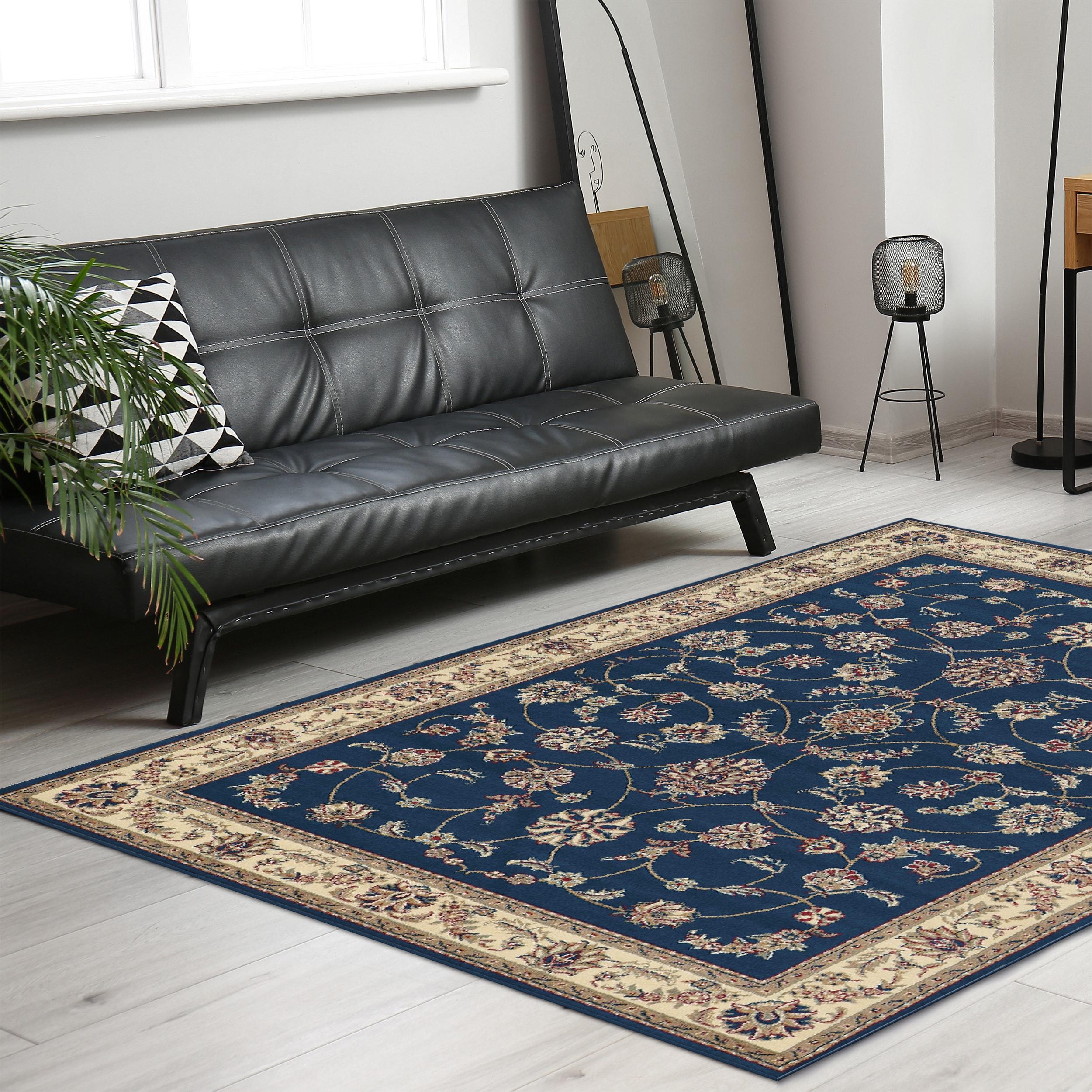 Radici Usa Como Area Rug 1596 Navy Blue Italian Bordered 7' 9" x 11' Rectangle