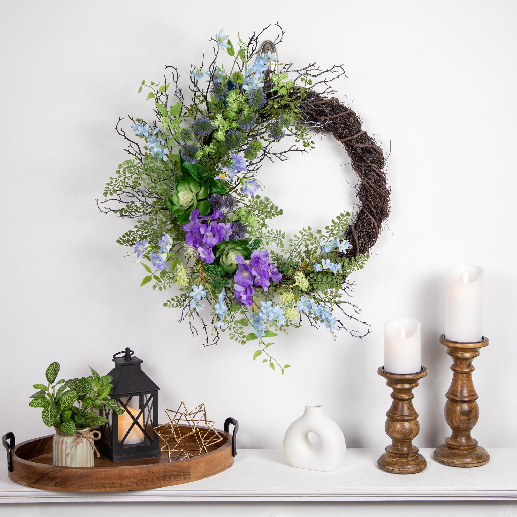 Faux Thistle Polyester 24'' Wreath