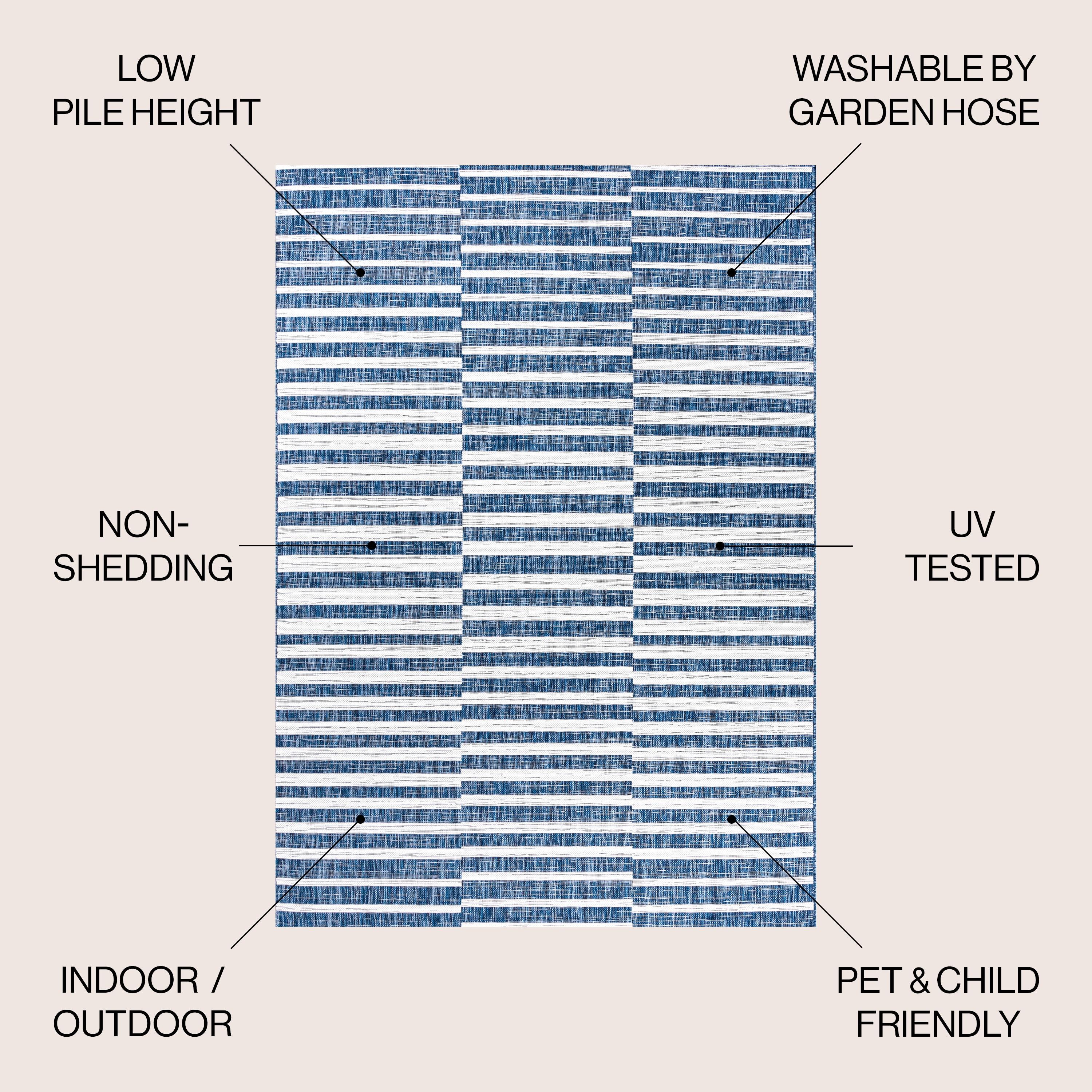 3'x5' Sukie Modern Offset Stripe Indoor/Outdoor Area Rug, Blue/Ivory - JONATHAN Y