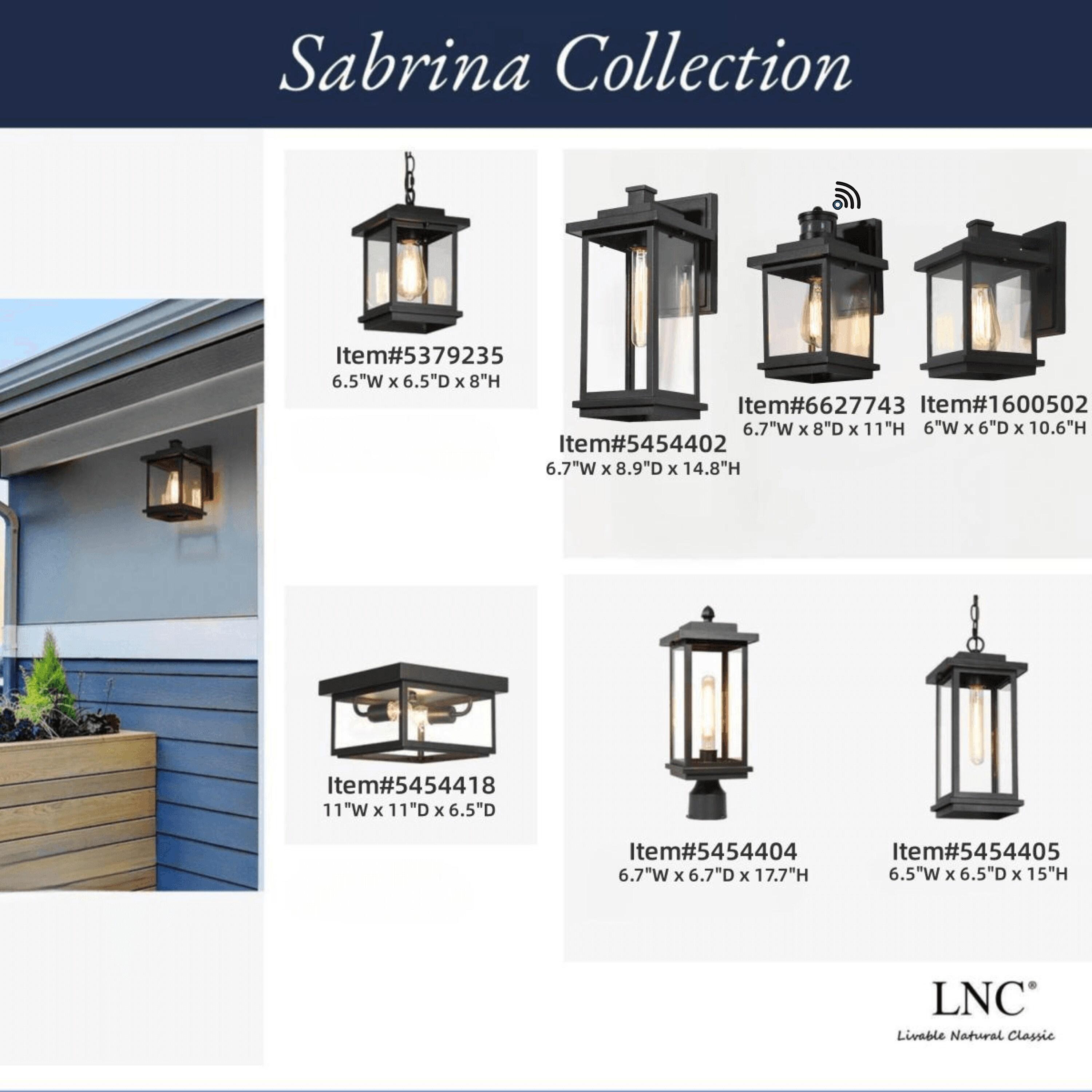 LNC 8" Square Cage Modern Outdoor Pendant Lamp Matte Black: Weather-Resistant, Glass Shade, E26