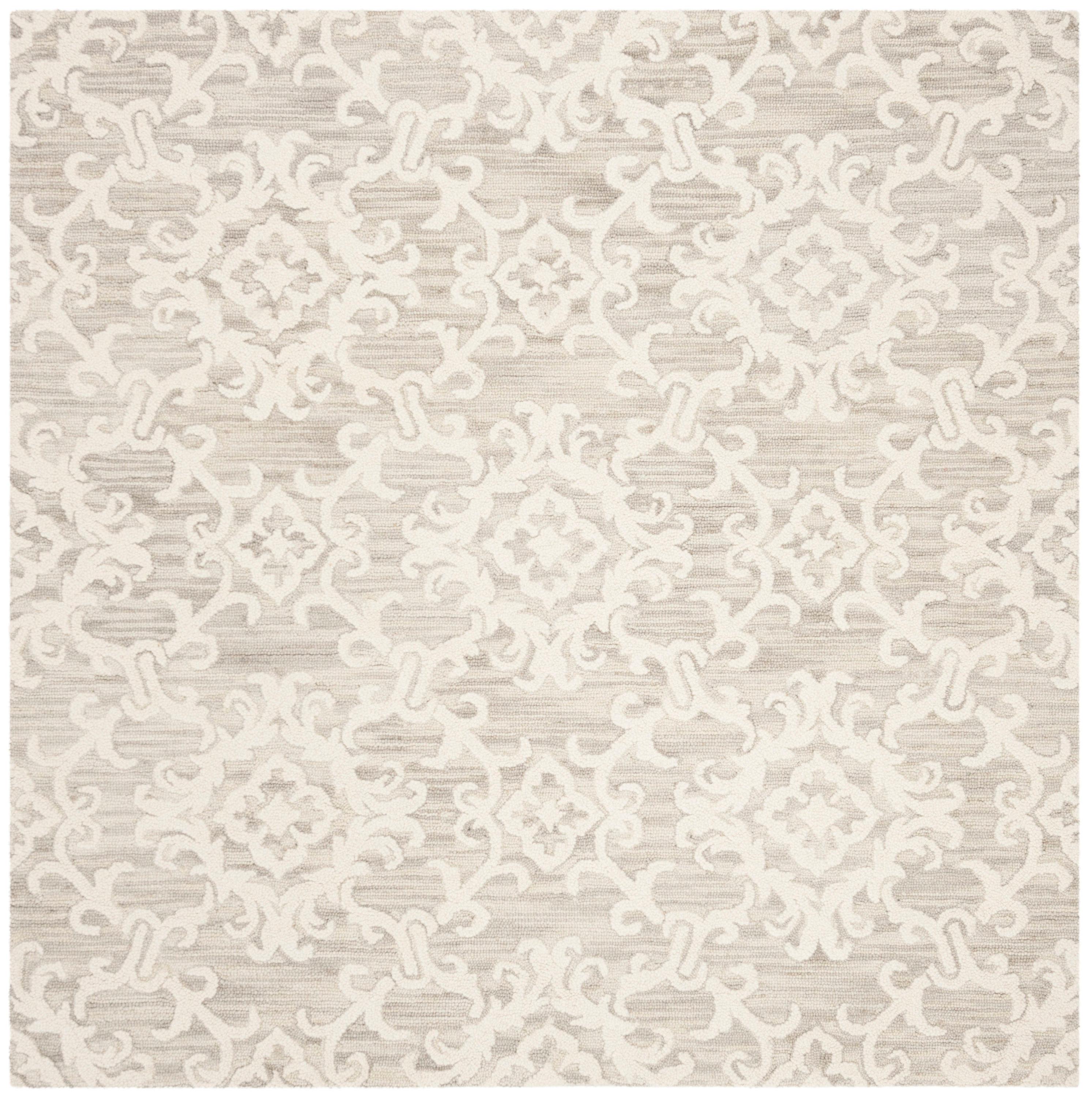 Blossom BLM104 Hand Tufted Area Rug - Grey/Ivory - 6'x6' - Safavieh.