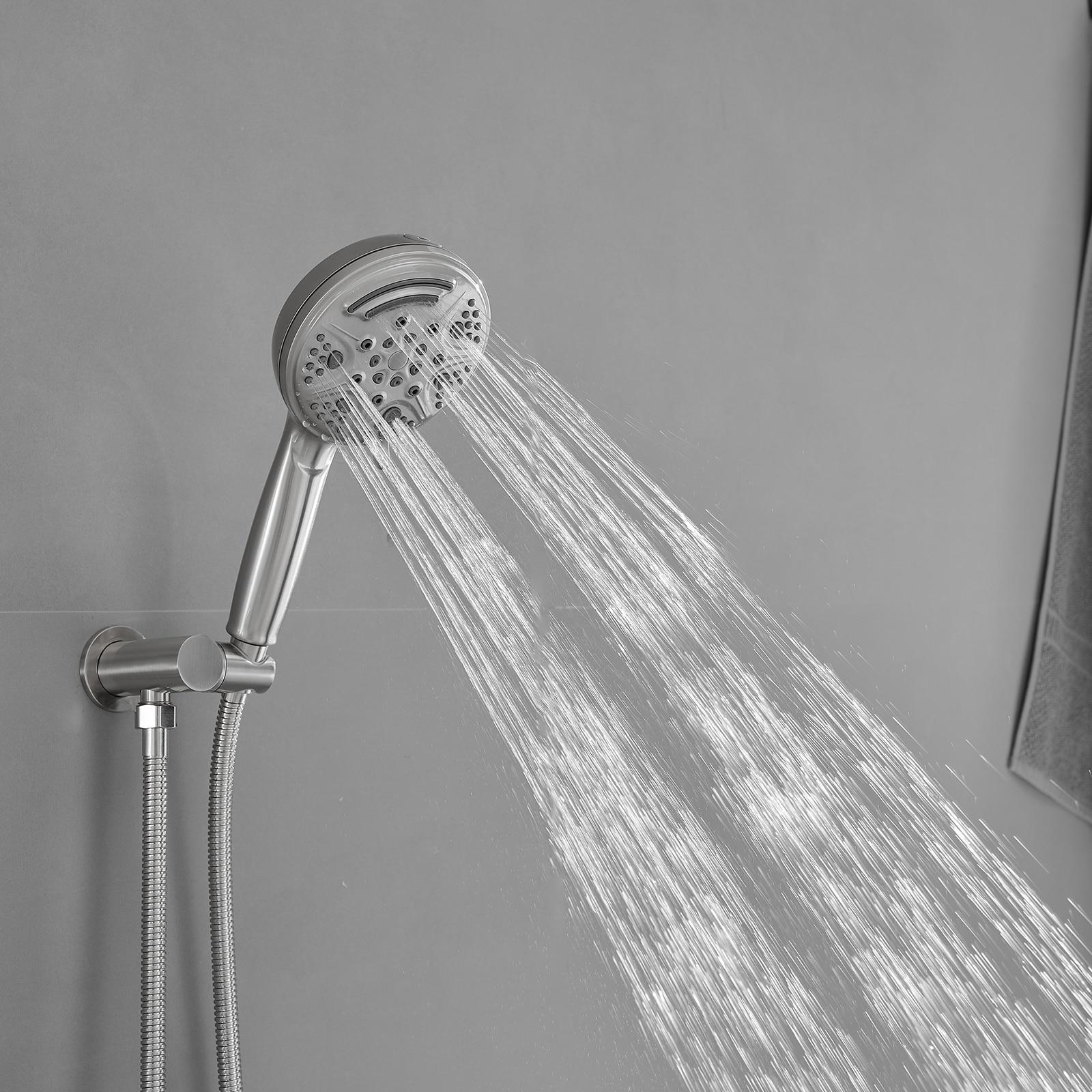 Single Handle 1-Spray Round Rain Shower Faucet Set with High Pressure Shower Head Hand Shower