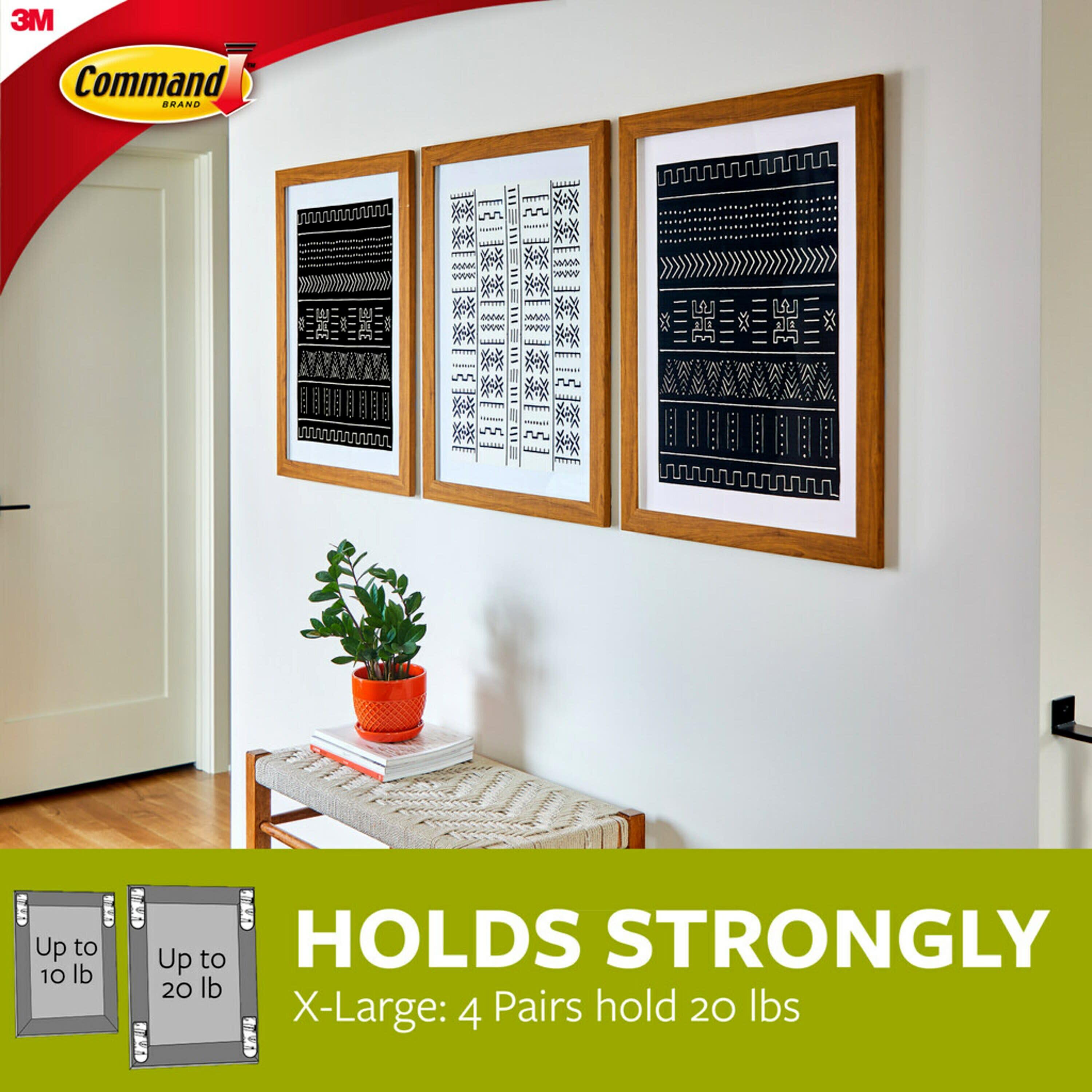 Command 20 Lb XL Heavyweight Picture Hangers, Damage-Free Hanging, 8 Pairs