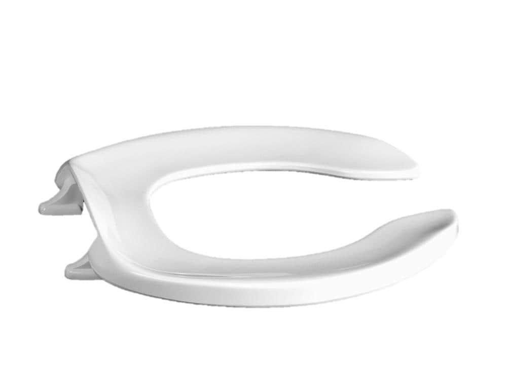 White Heavy-Duty Round Open Front Toilet Seat with Metal Hinges