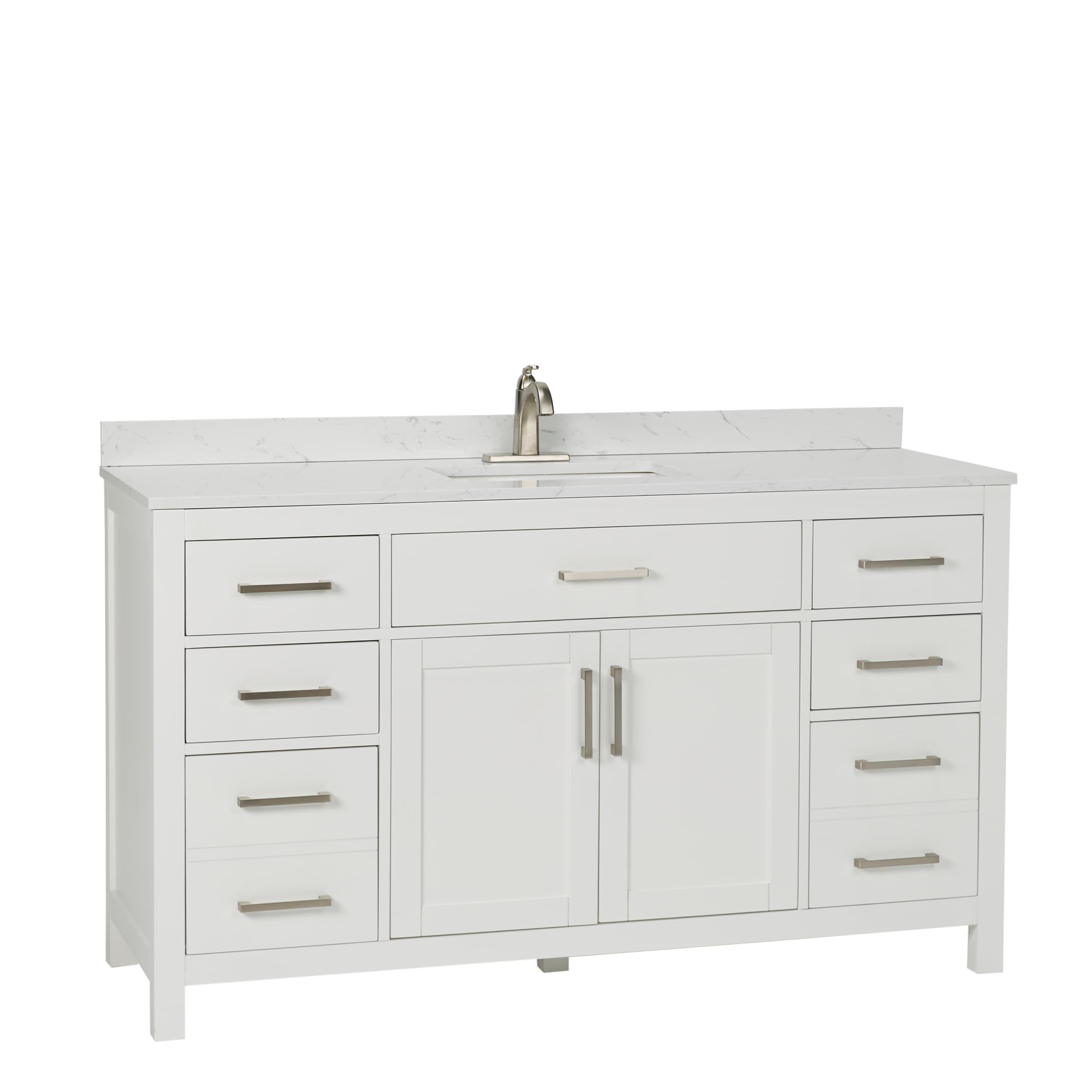 Beckett 60" Freestanding Single Bathroom Vanity with Cultured Marble Top