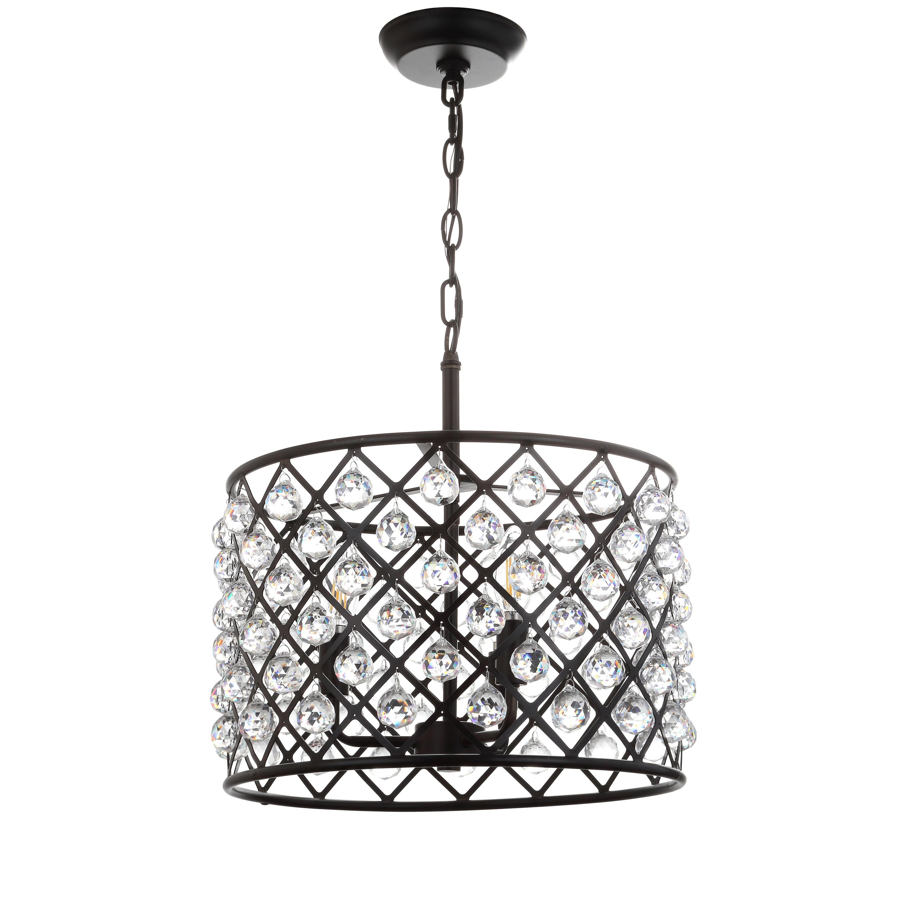 Gabrielle 16" Crystal/Metal LED Pendant, Oil-Rubbed Bronze