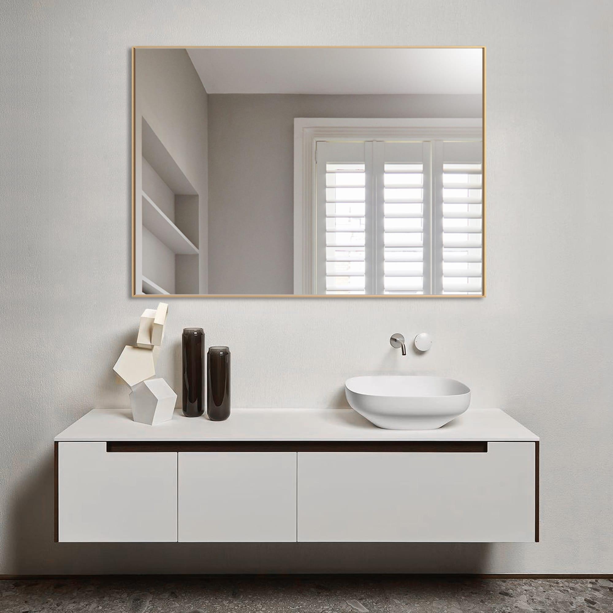 Ledel Modern & Contemporary Rectangle Bathroom Vanity Mirror Metal Framed Wall Mirror