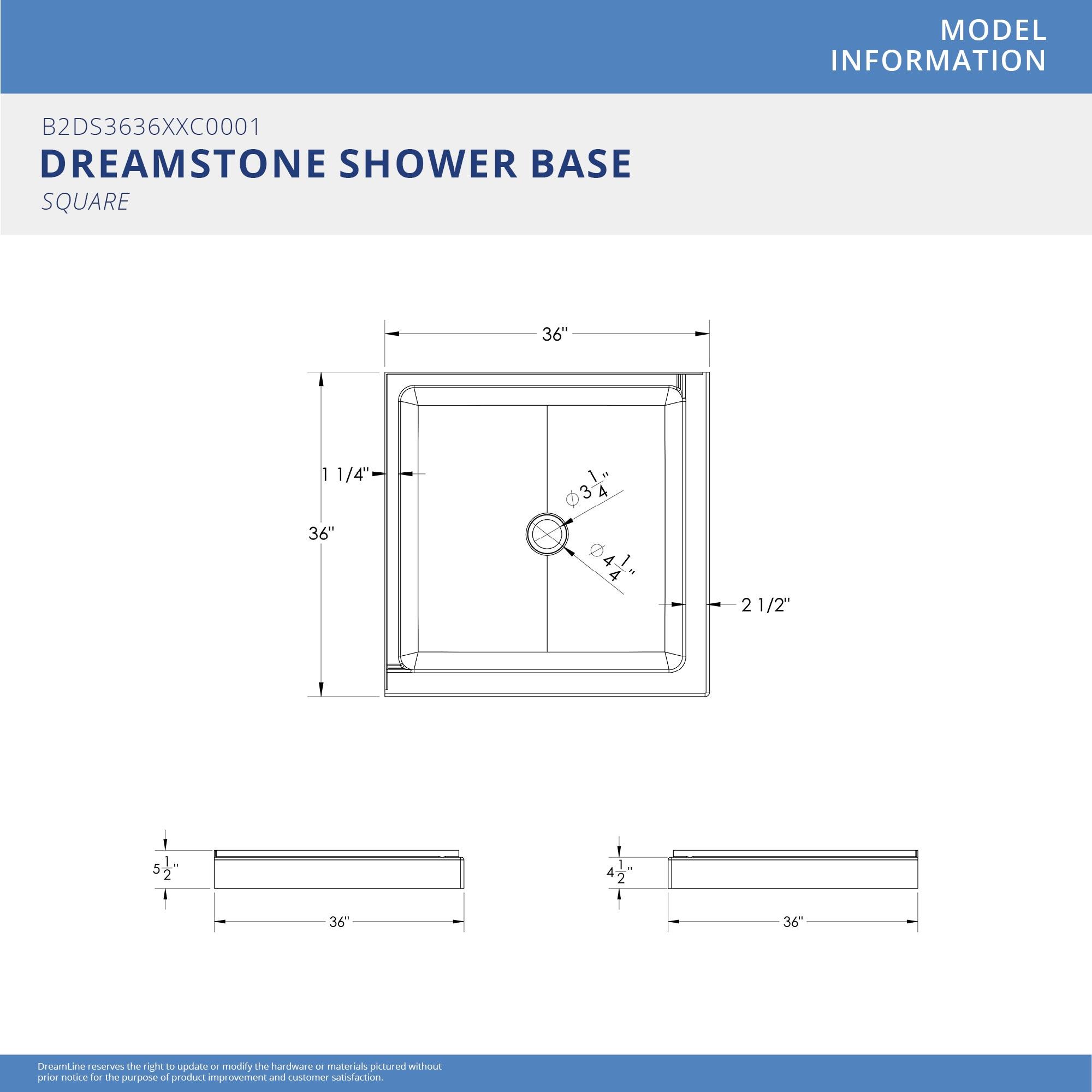 SlimLine 36" W x 36" D Double Threshold Shower Base